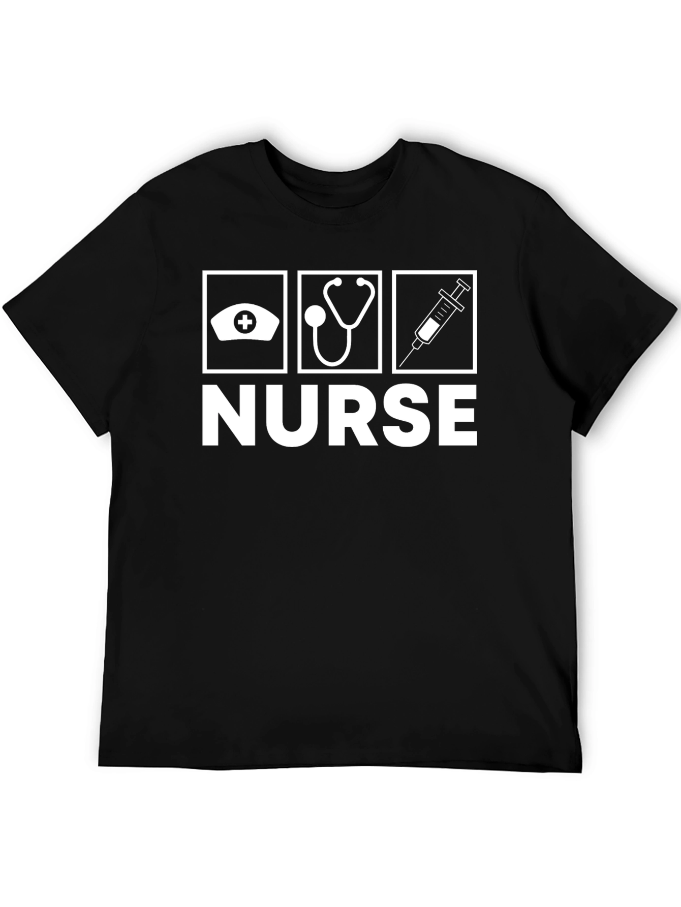 Nurse Icons Graphic Black T-Shirt