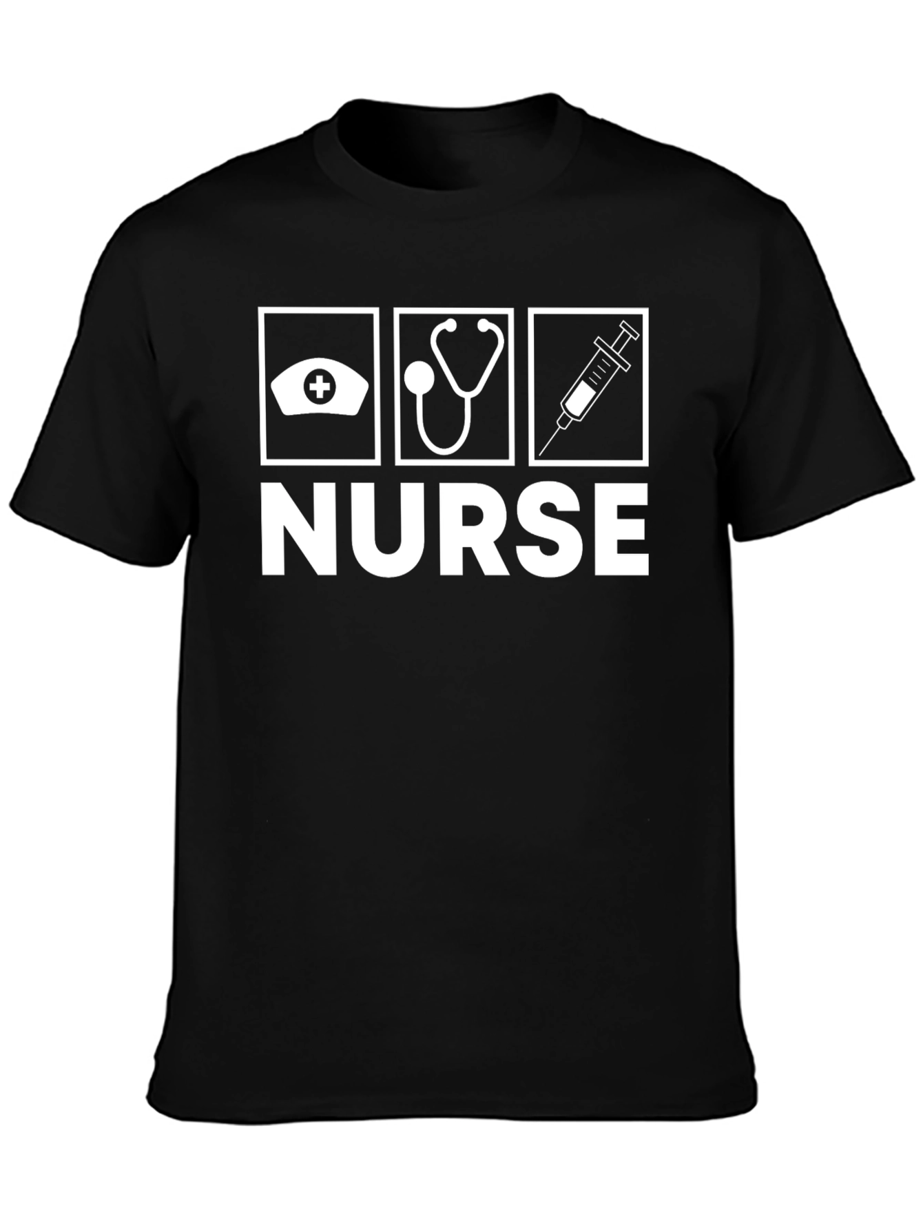 Nurse Icons Graphic Black T-Shirt