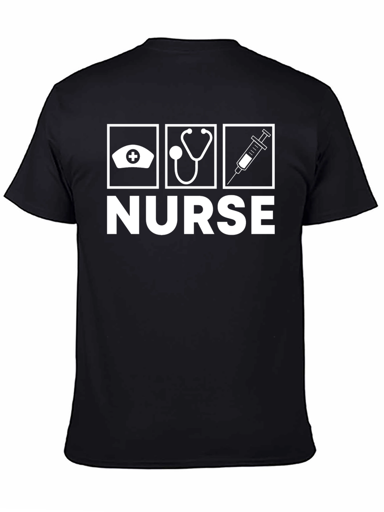 Nurse Icons Graphic Black T-Shirt