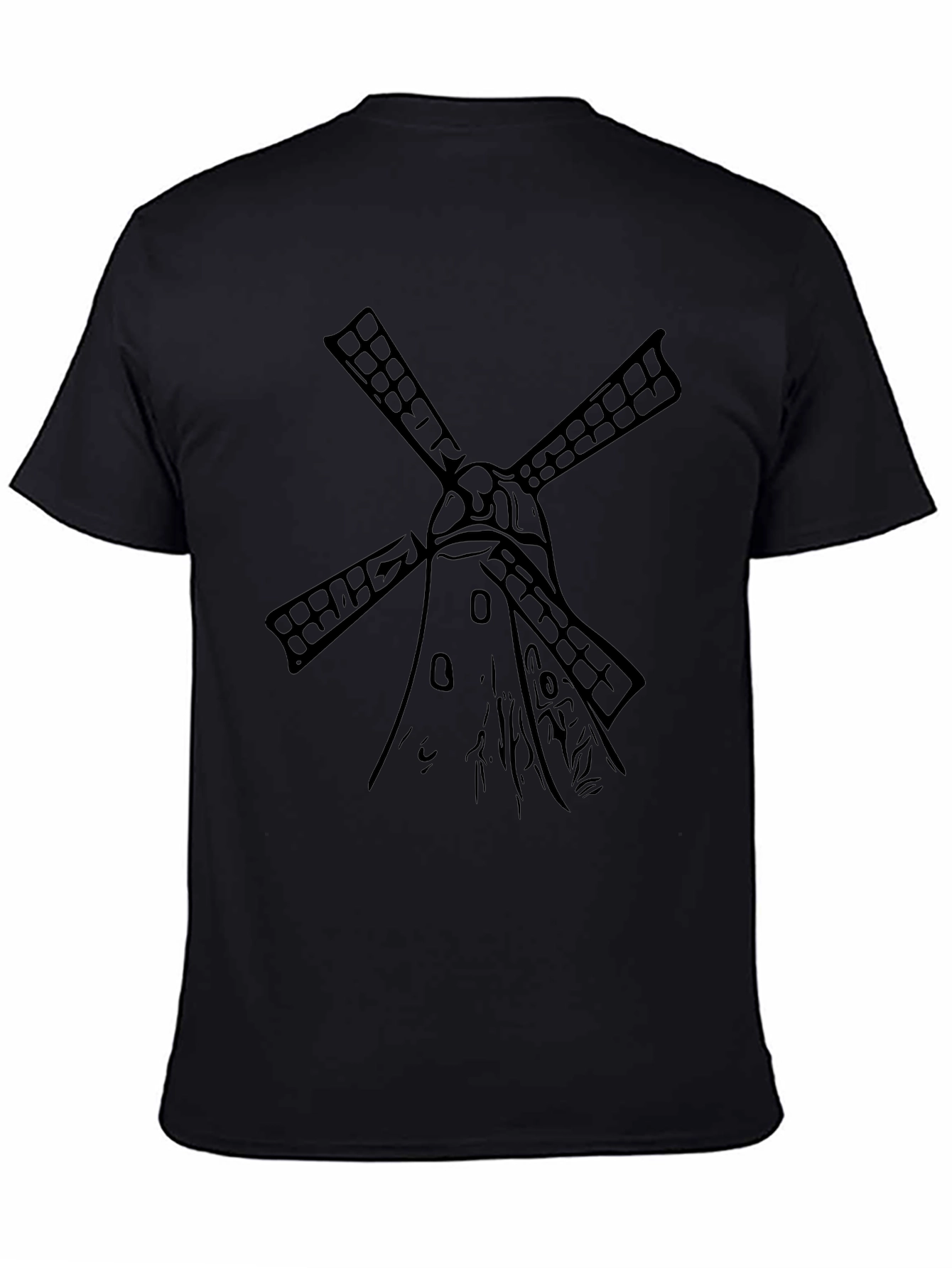 Mens Black Windmill Graphic Tee - Stylish & Unique