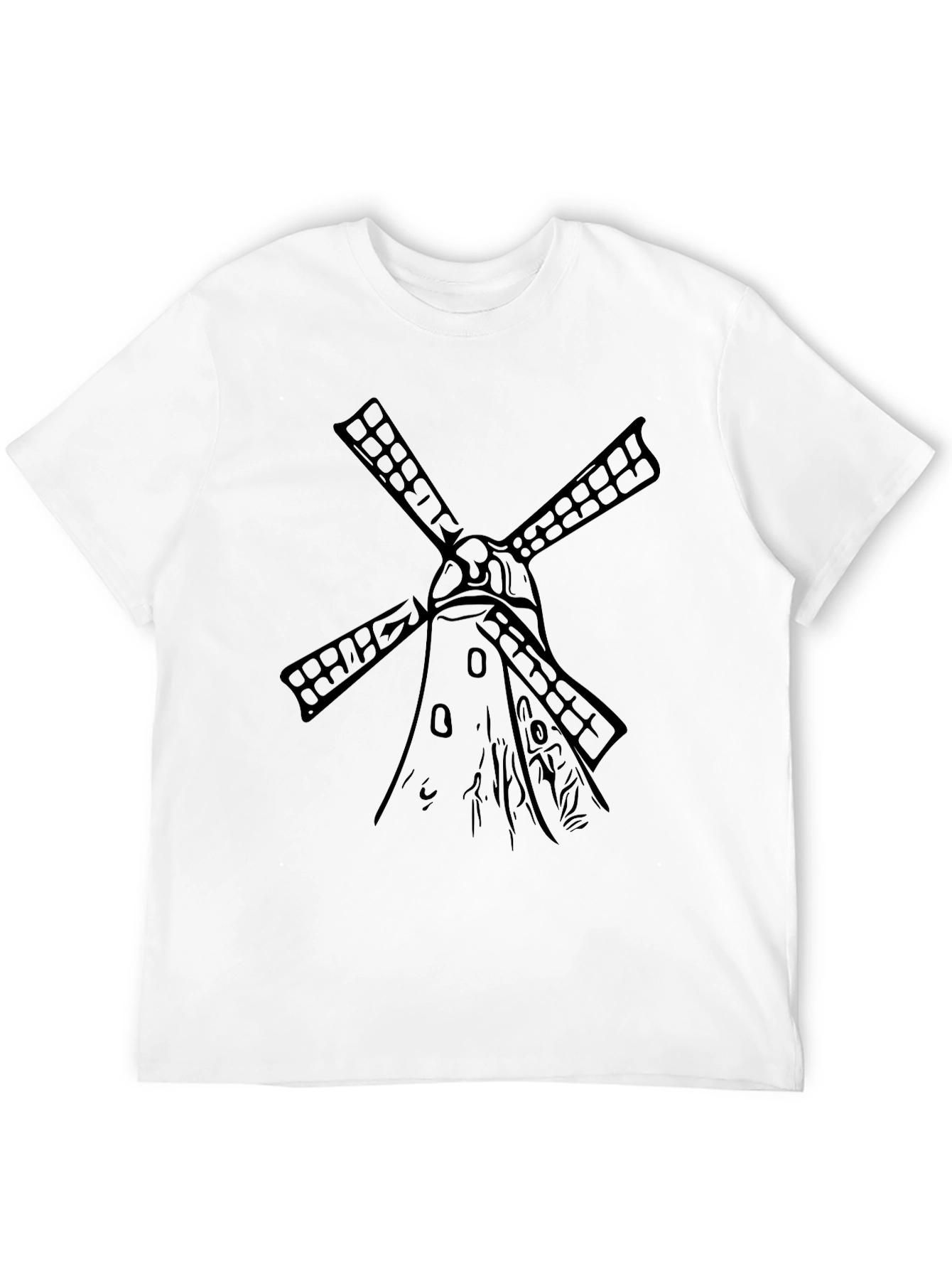 Mens Black Windmill Graphic Tee - Stylish & Unique