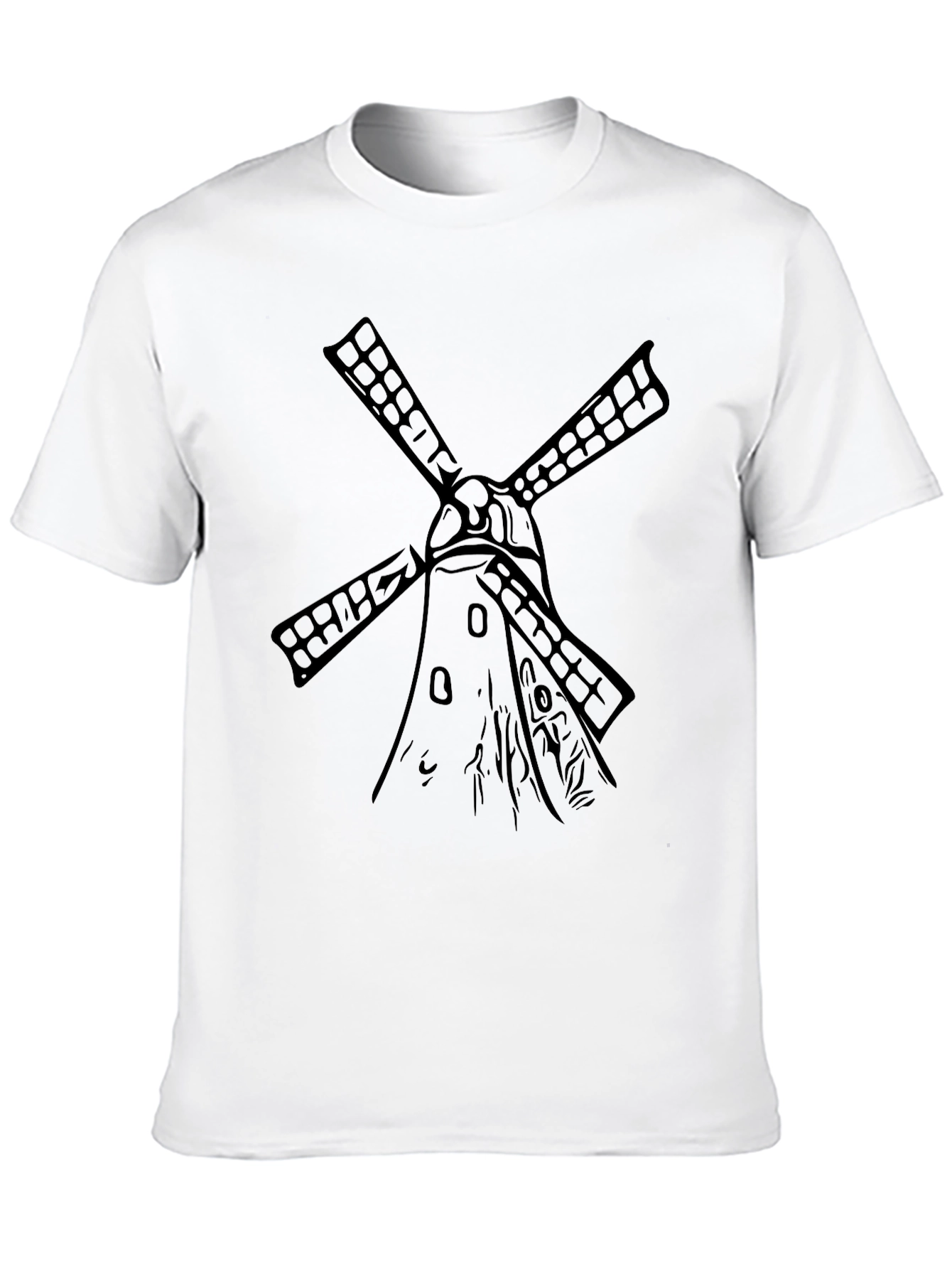 Mens Black Windmill Graphic Tee - Stylish & Unique
