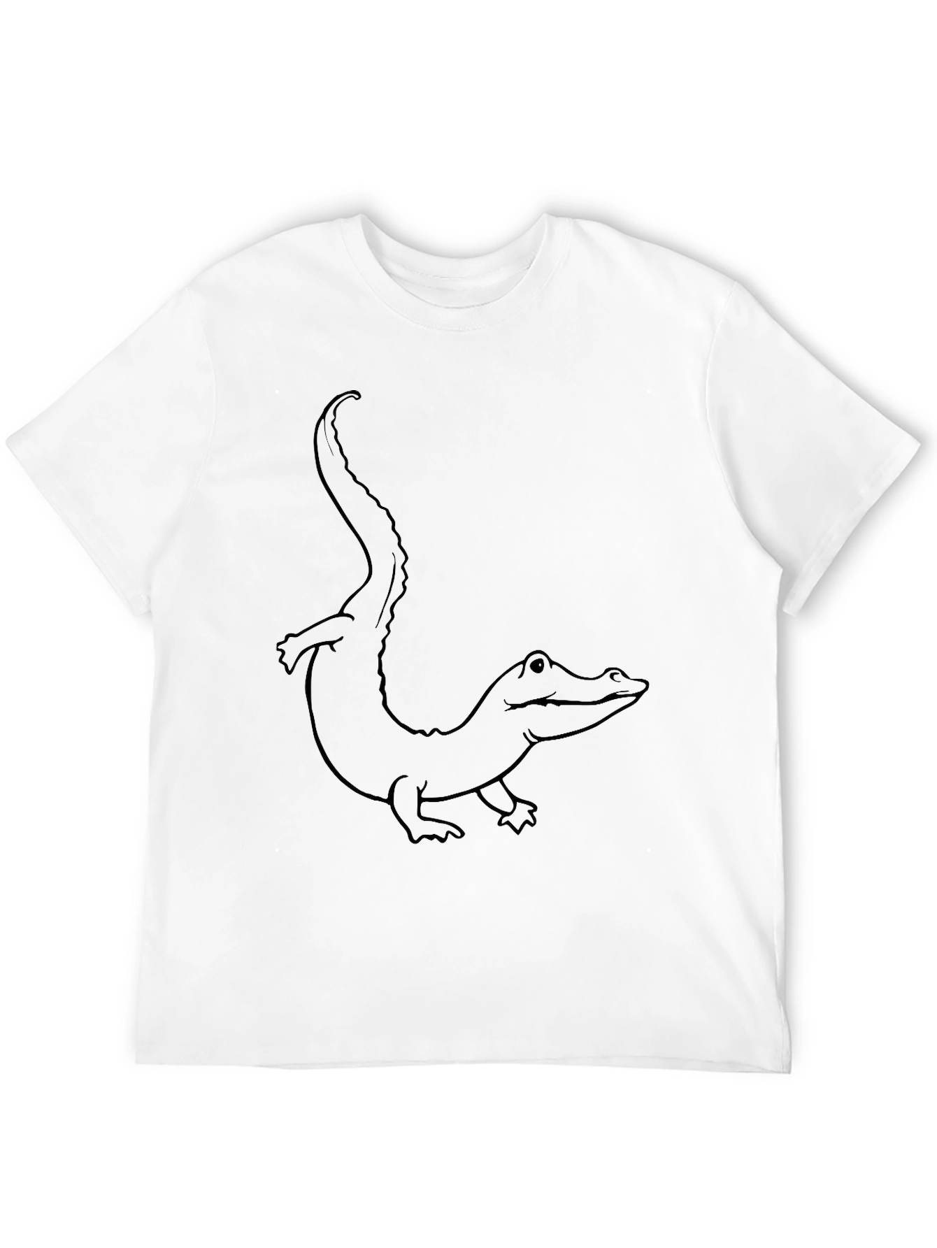 Black T-Shirt with Alligator Outline Design