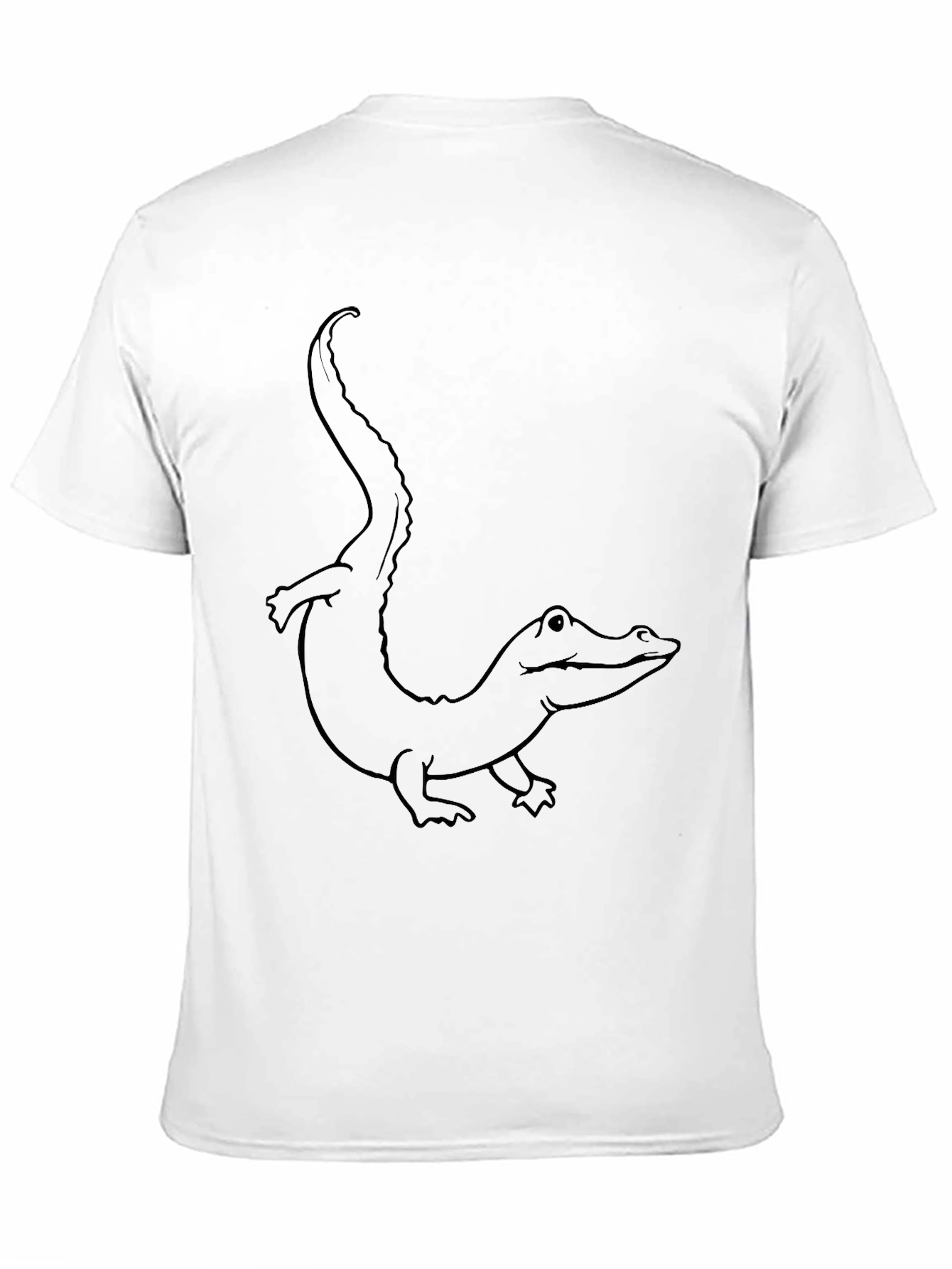 Black T-Shirt with Alligator Outline Design