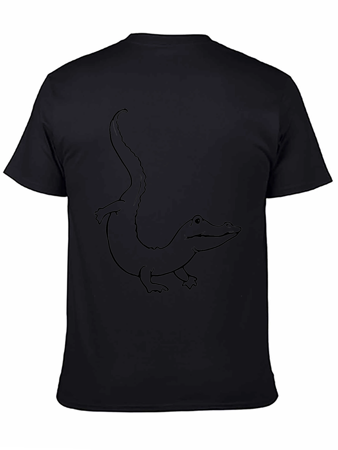 Black T-Shirt with Alligator Outline Design