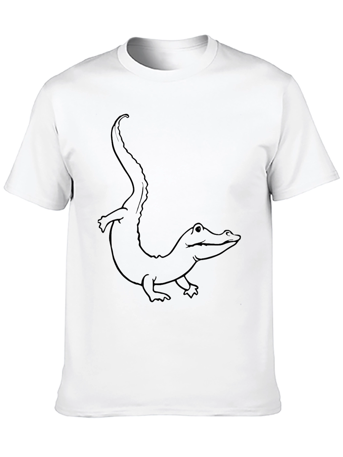 Black T-Shirt with Alligator Outline Design