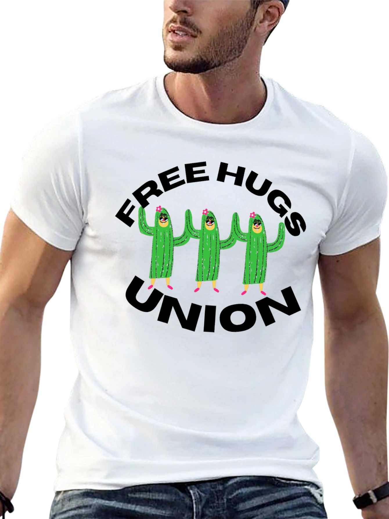 Free Hugs Union T-Shirt Cactus Graphic Tee