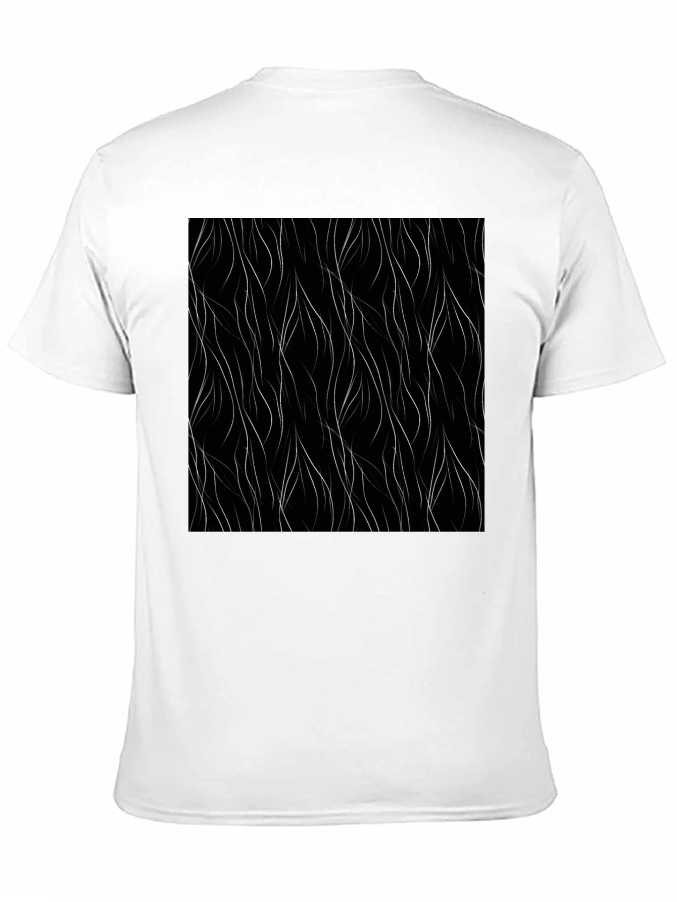 Modern Black Tee with Abstract Wavy Line Design