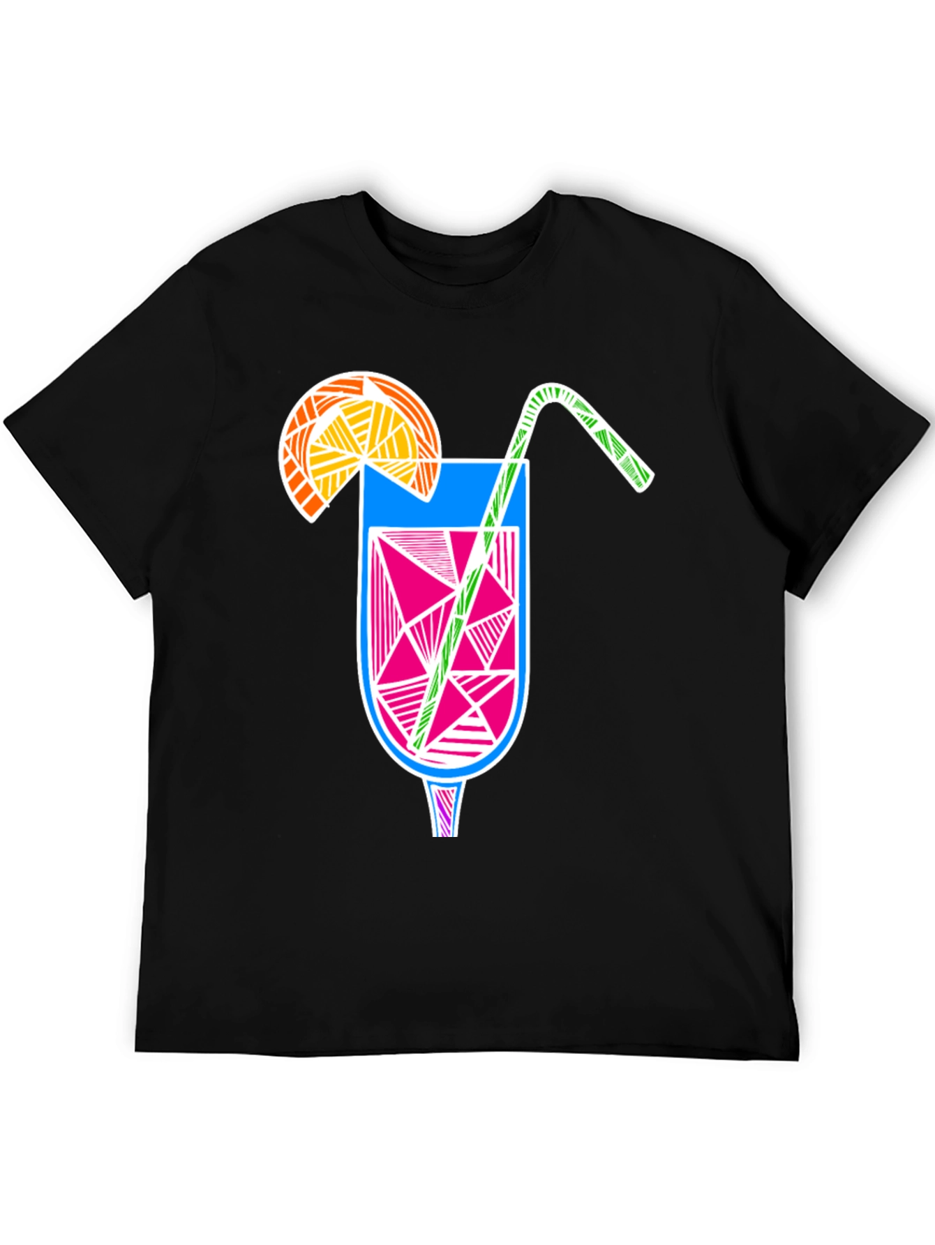 Abstract Cocktail Graphic Tee - Modern Black T-Shirt