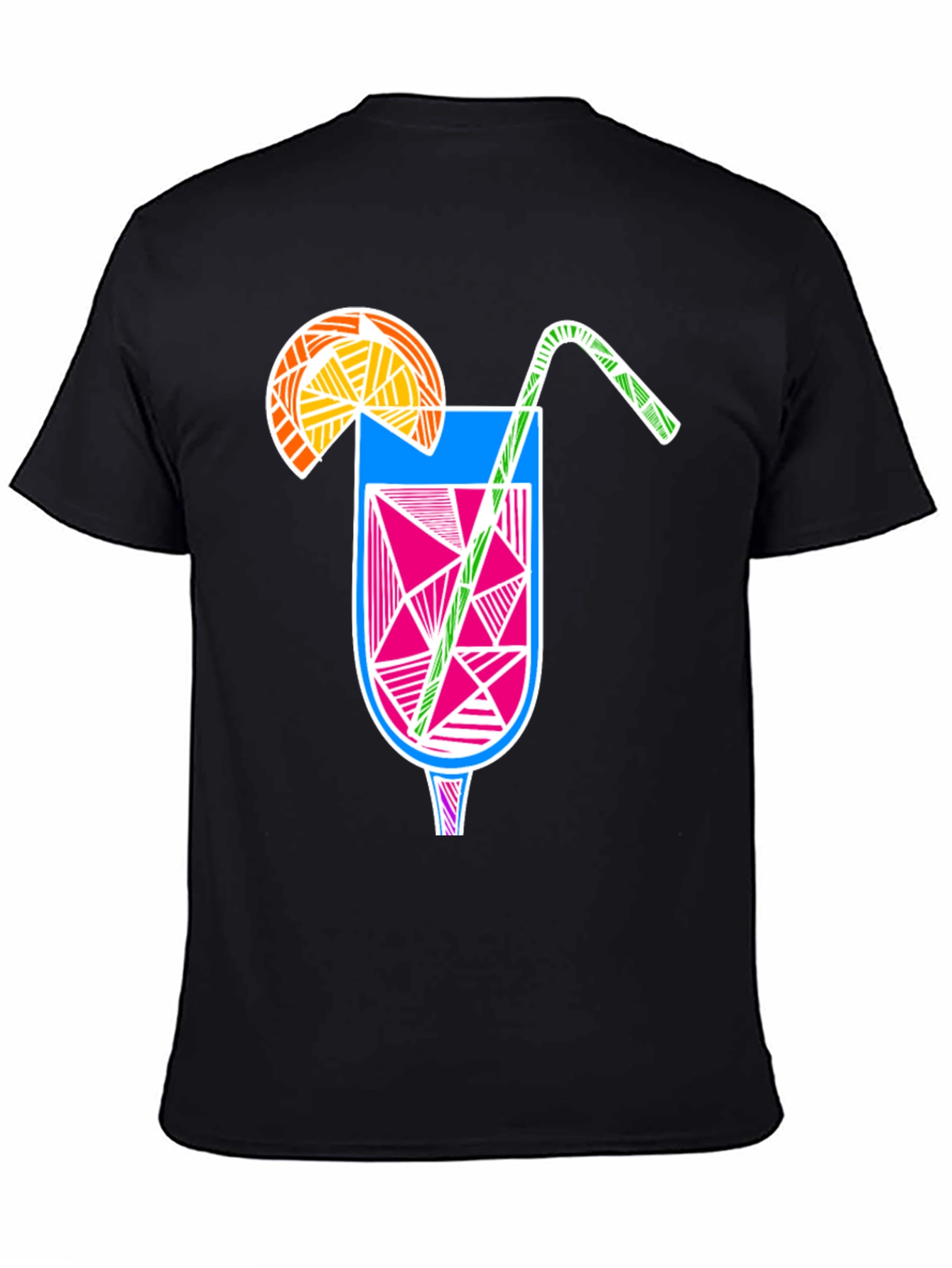 Abstract Cocktail Graphic Tee - Modern Black T-Shirt