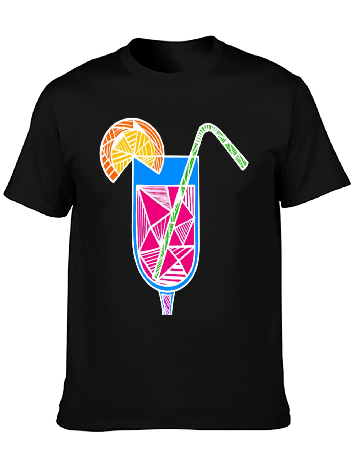 Abstract Cocktail Graphic Tee - Modern Black T-Shirt