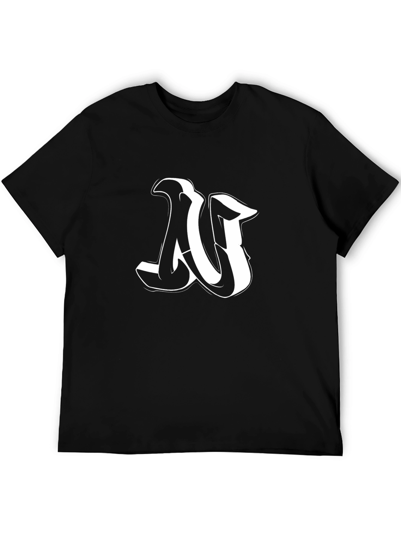 Cool Letter N Graphic Black T-Shirt