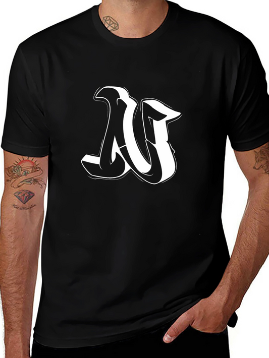 Cool Letter N Graphic Black T-Shirt