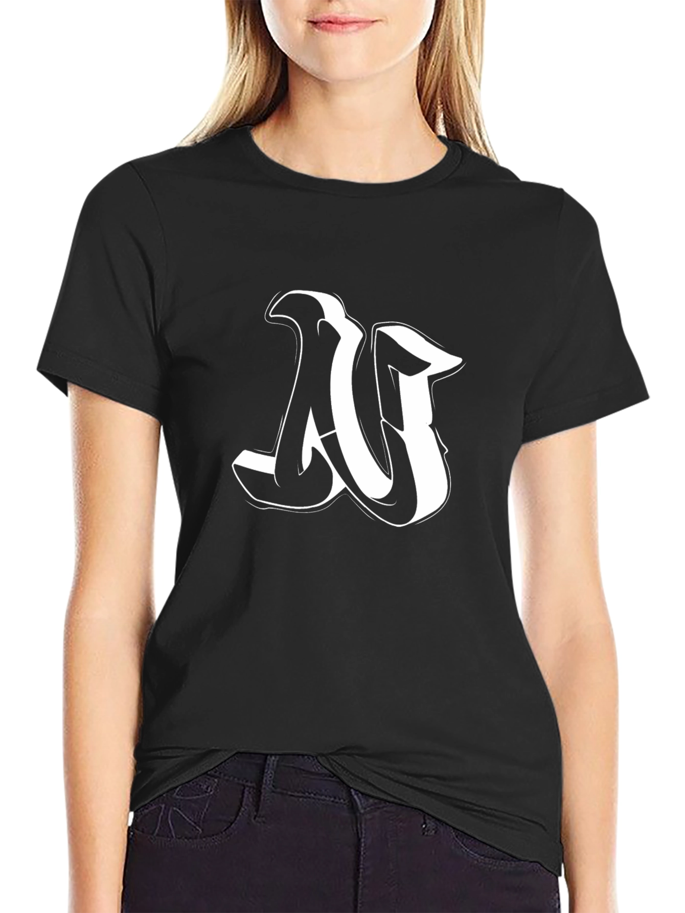 Cool Letter N Graphic Black T-Shirt