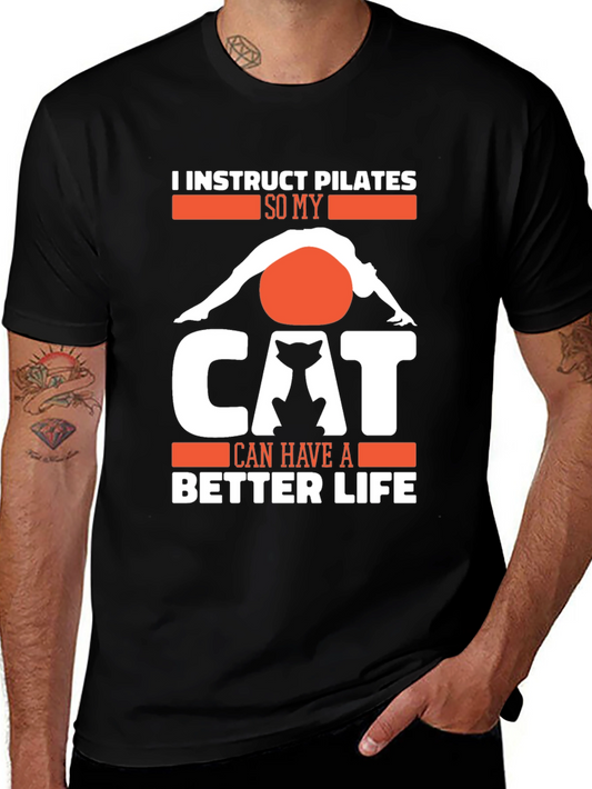 Pilates Instructor Cat Lover T-Shirt - Funny Workout Tee