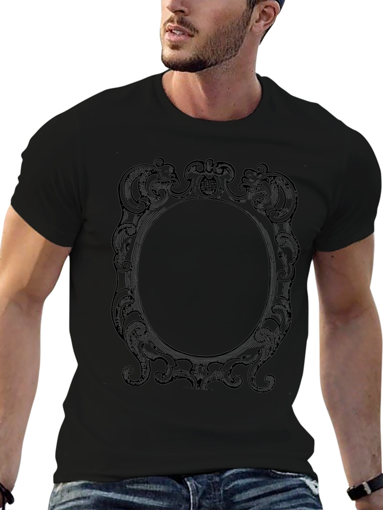 Ornate Frame Graphic Tee - Black