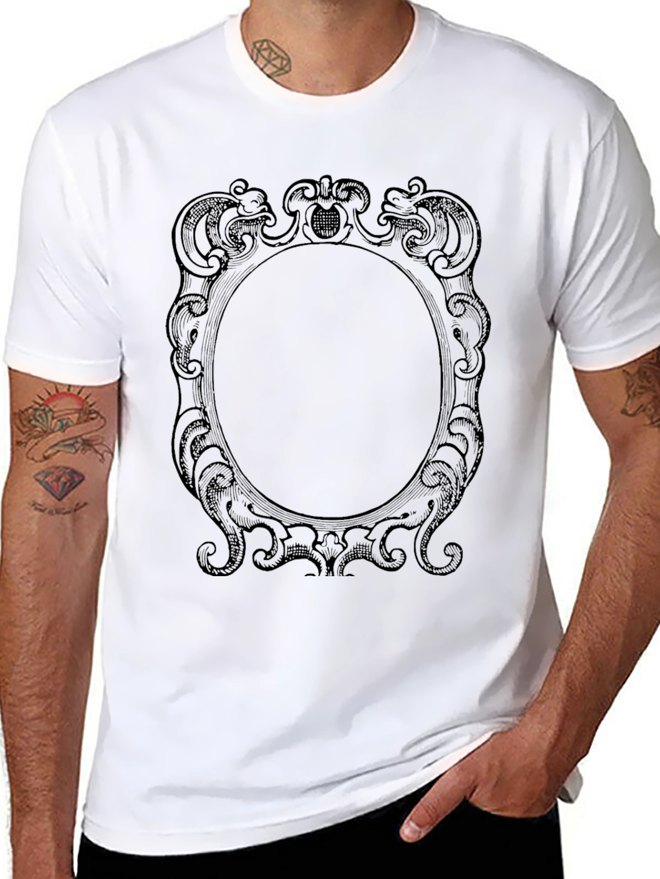 Ornate Frame Graphic Tee - Black