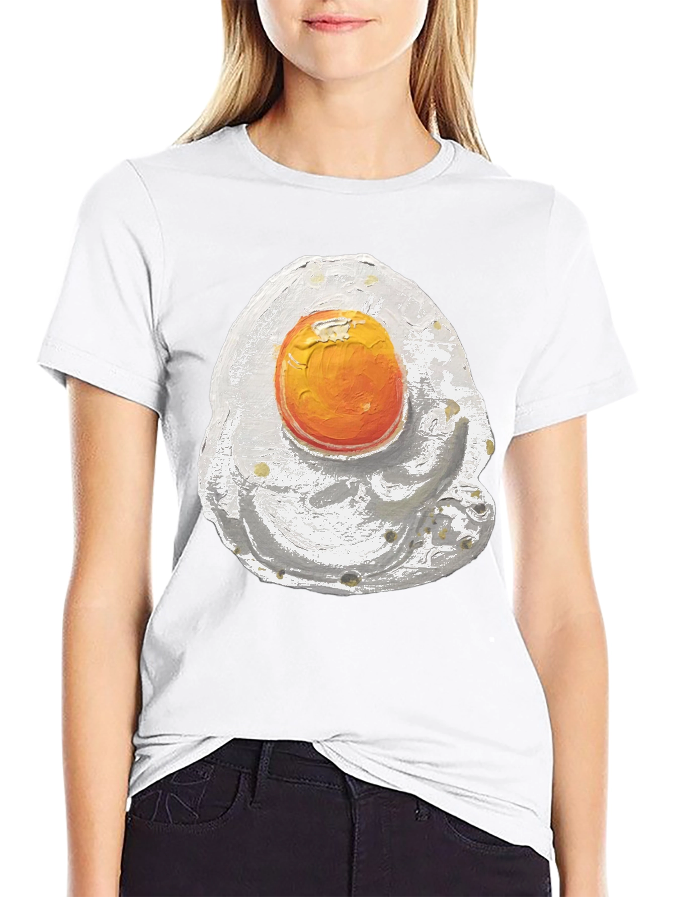 Fried Egg Graphic Tee - Black Cotton Shirt