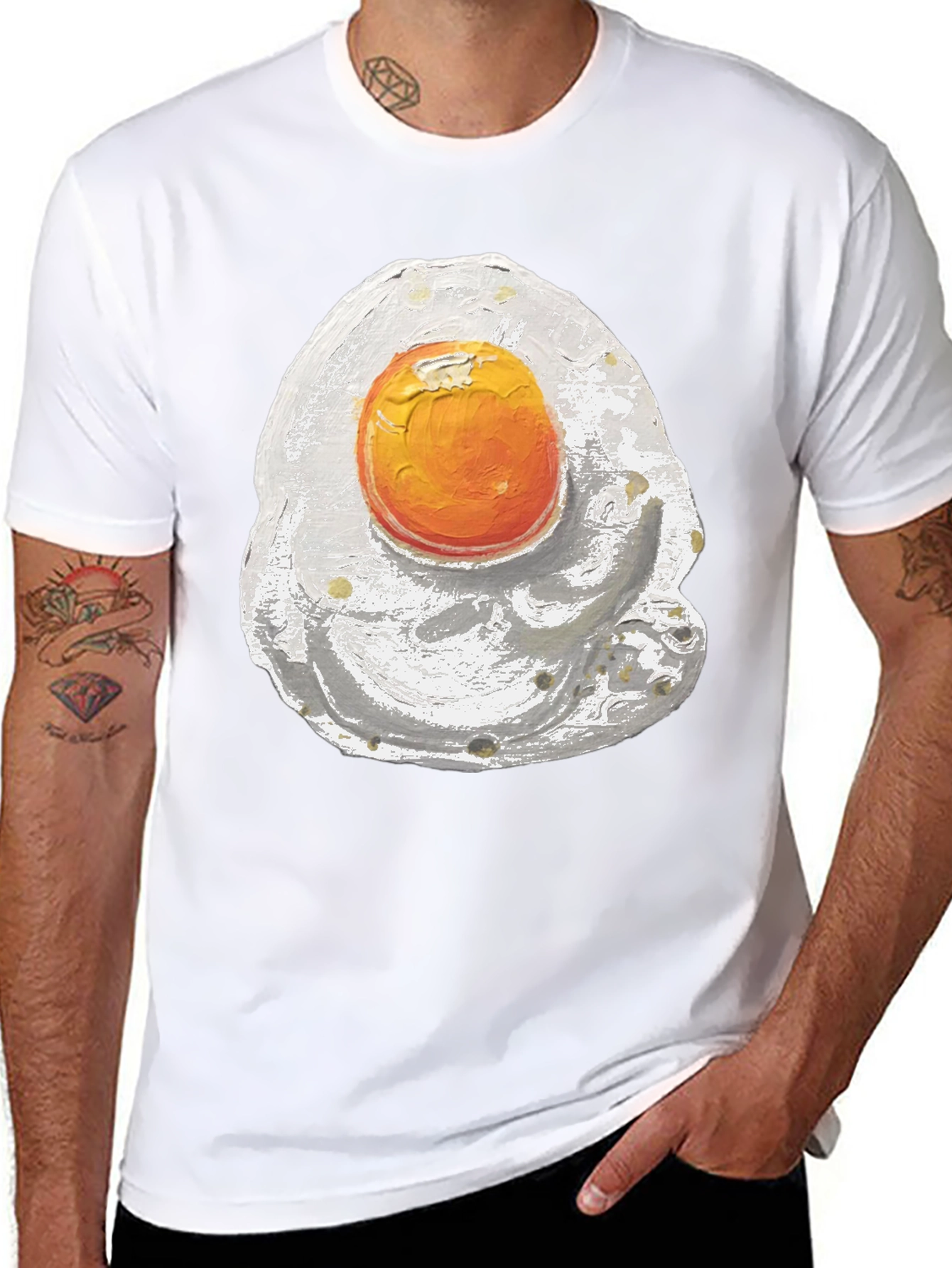 Fried Egg Graphic Tee - Black Cotton Shirt