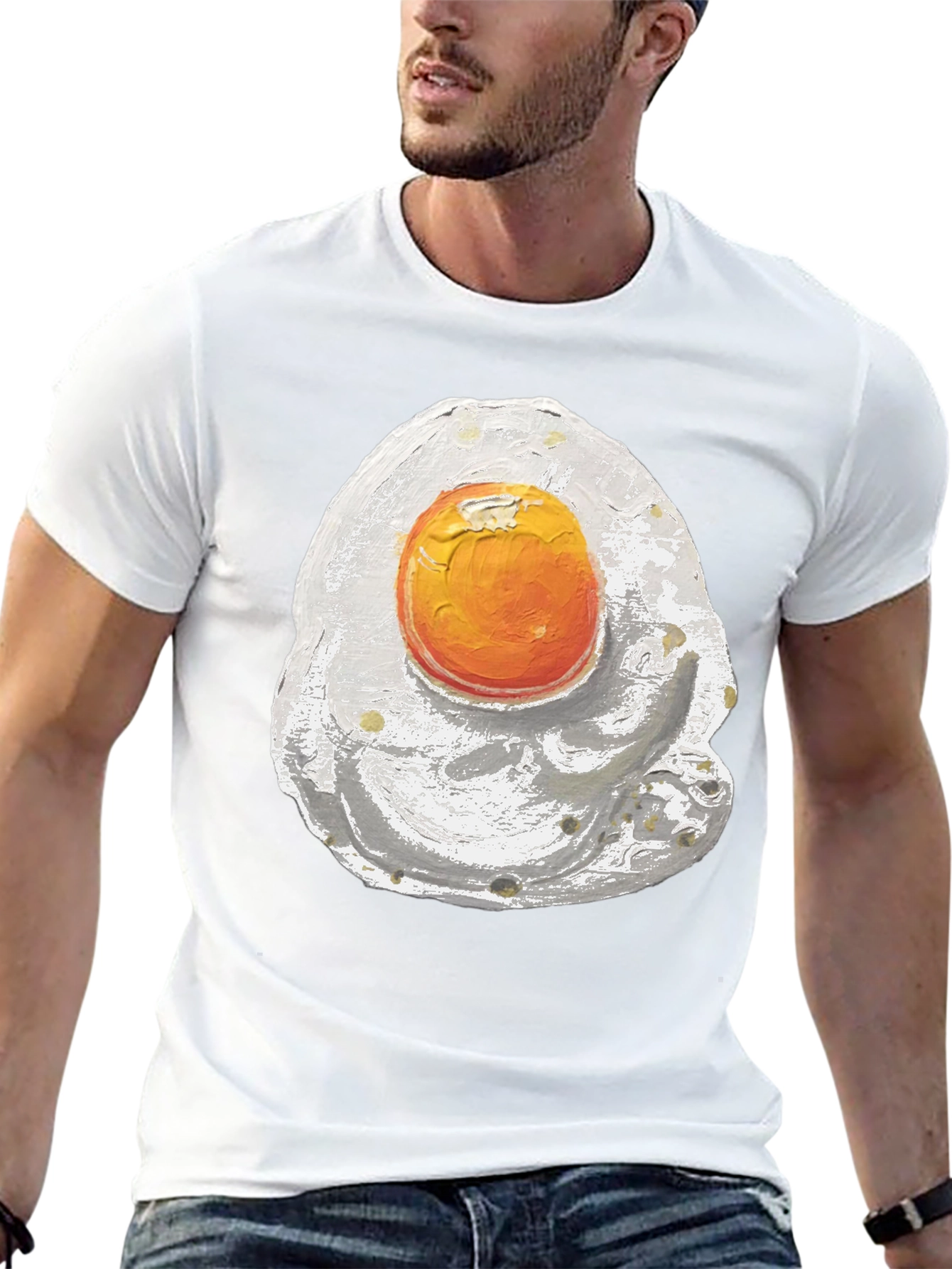 Fried Egg Graphic Tee - Black Cotton Shirt