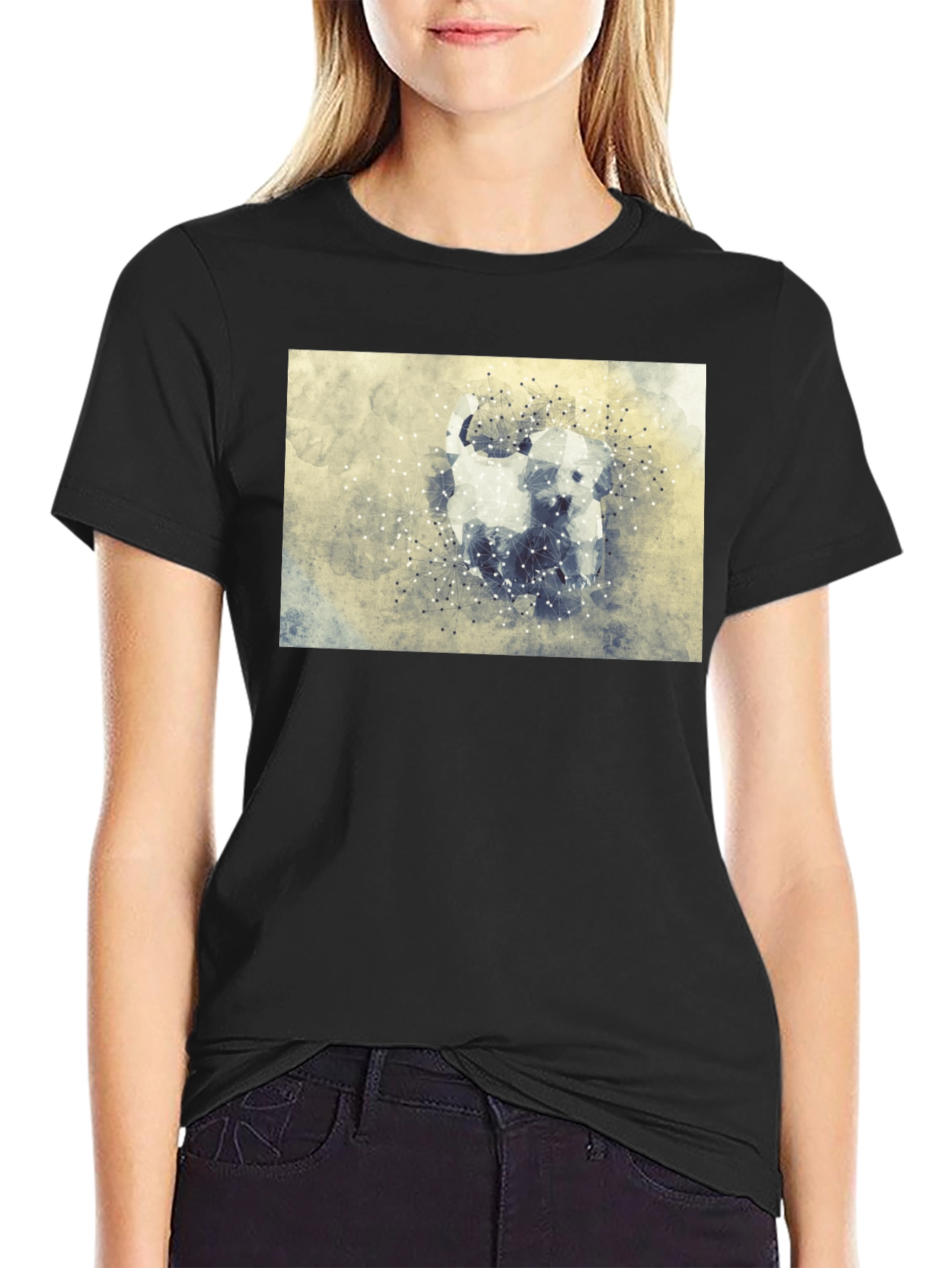 Abstract Dog Graphic Tee - Stylish Casual Wear