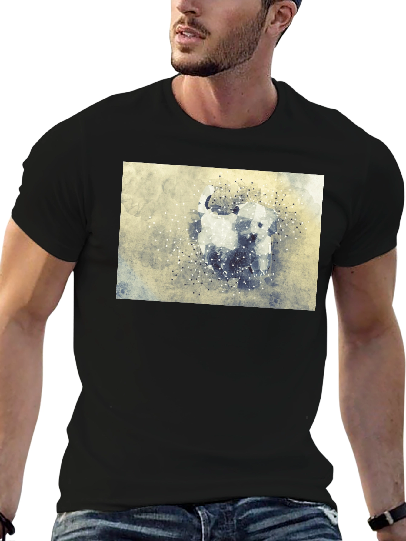 Abstract Dog Graphic Tee - Stylish Casual Wear