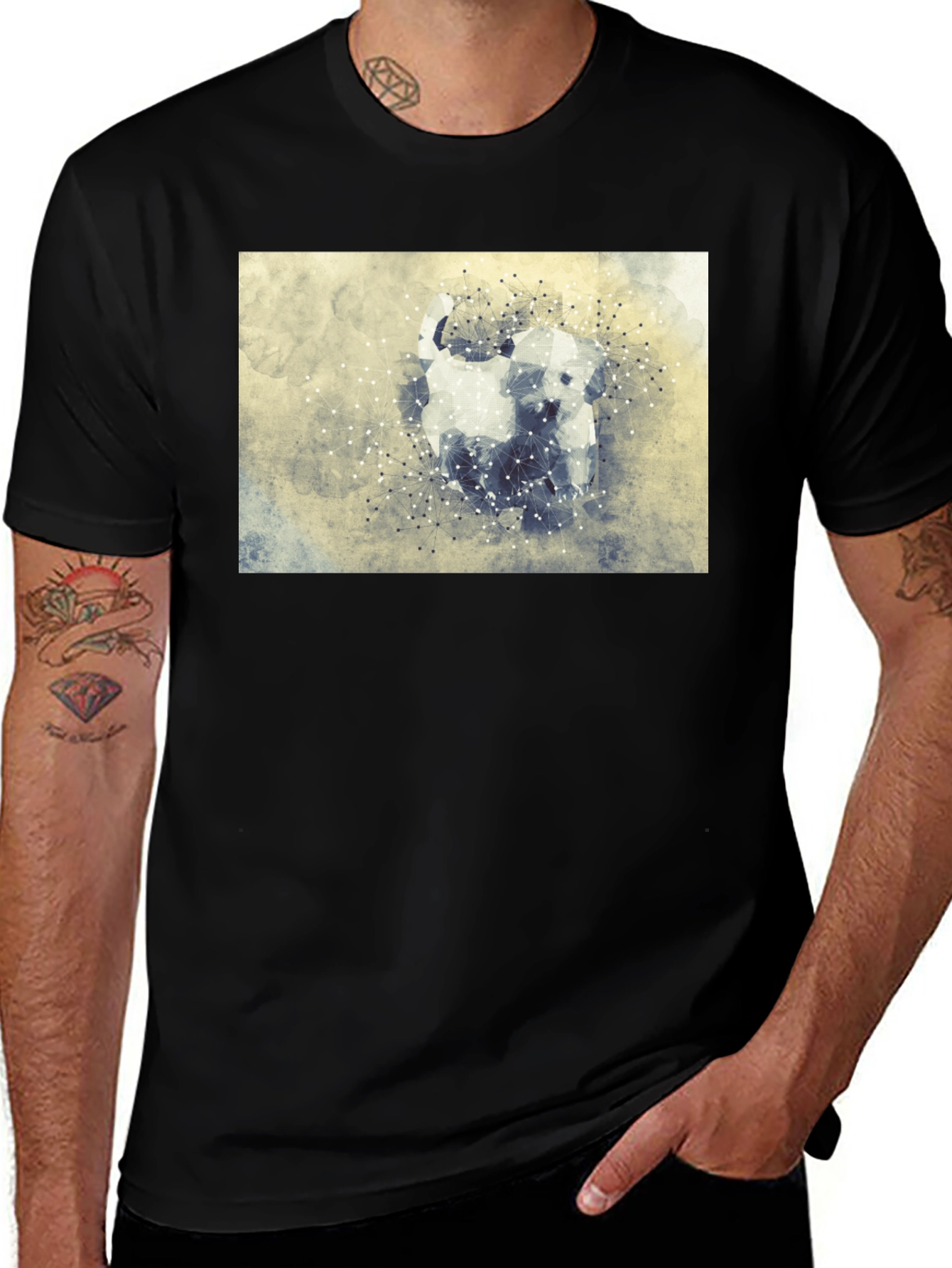 Abstract Dog Graphic Tee - Stylish Casual Wear