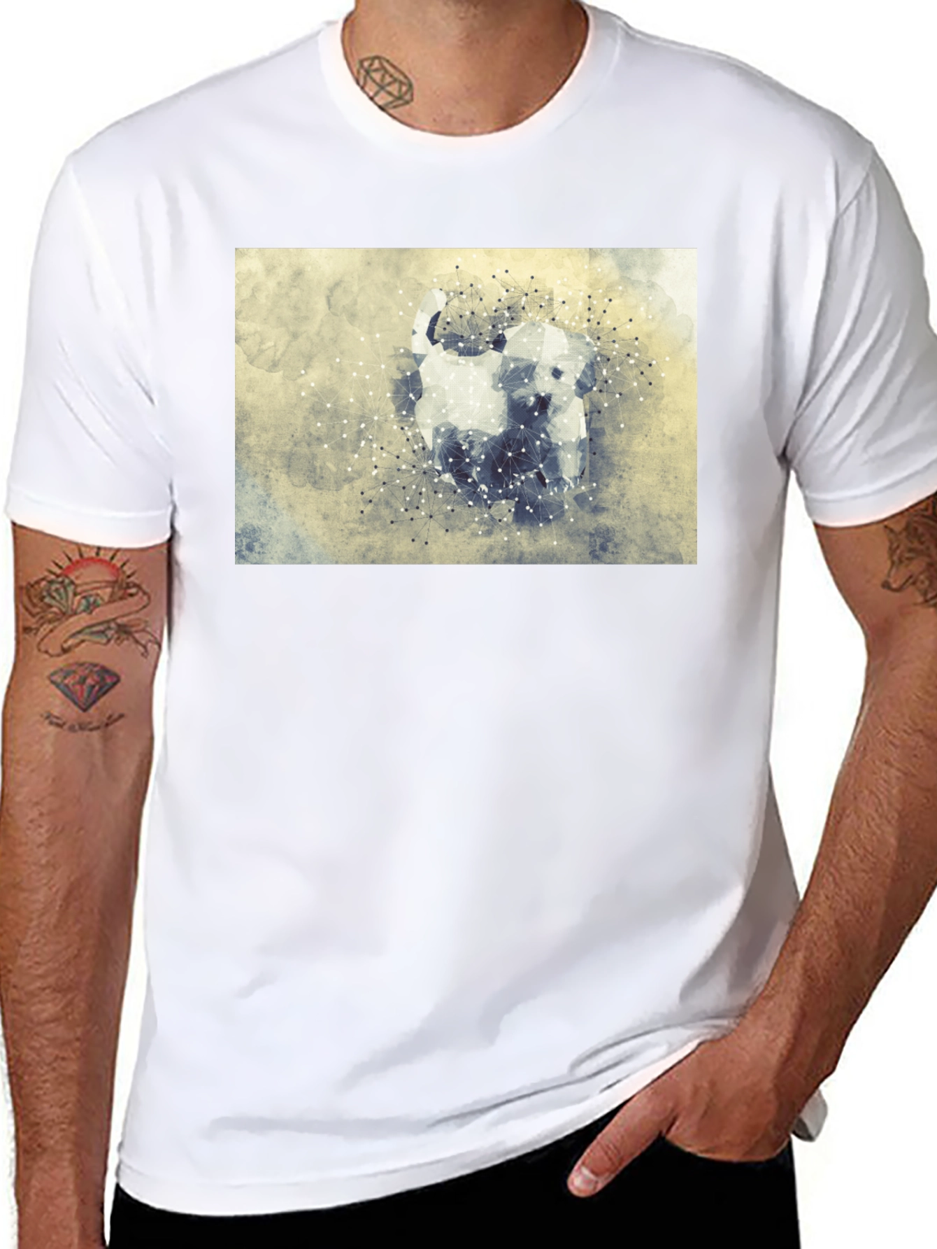 Abstract Dog Graphic Tee - Stylish Casual Wear