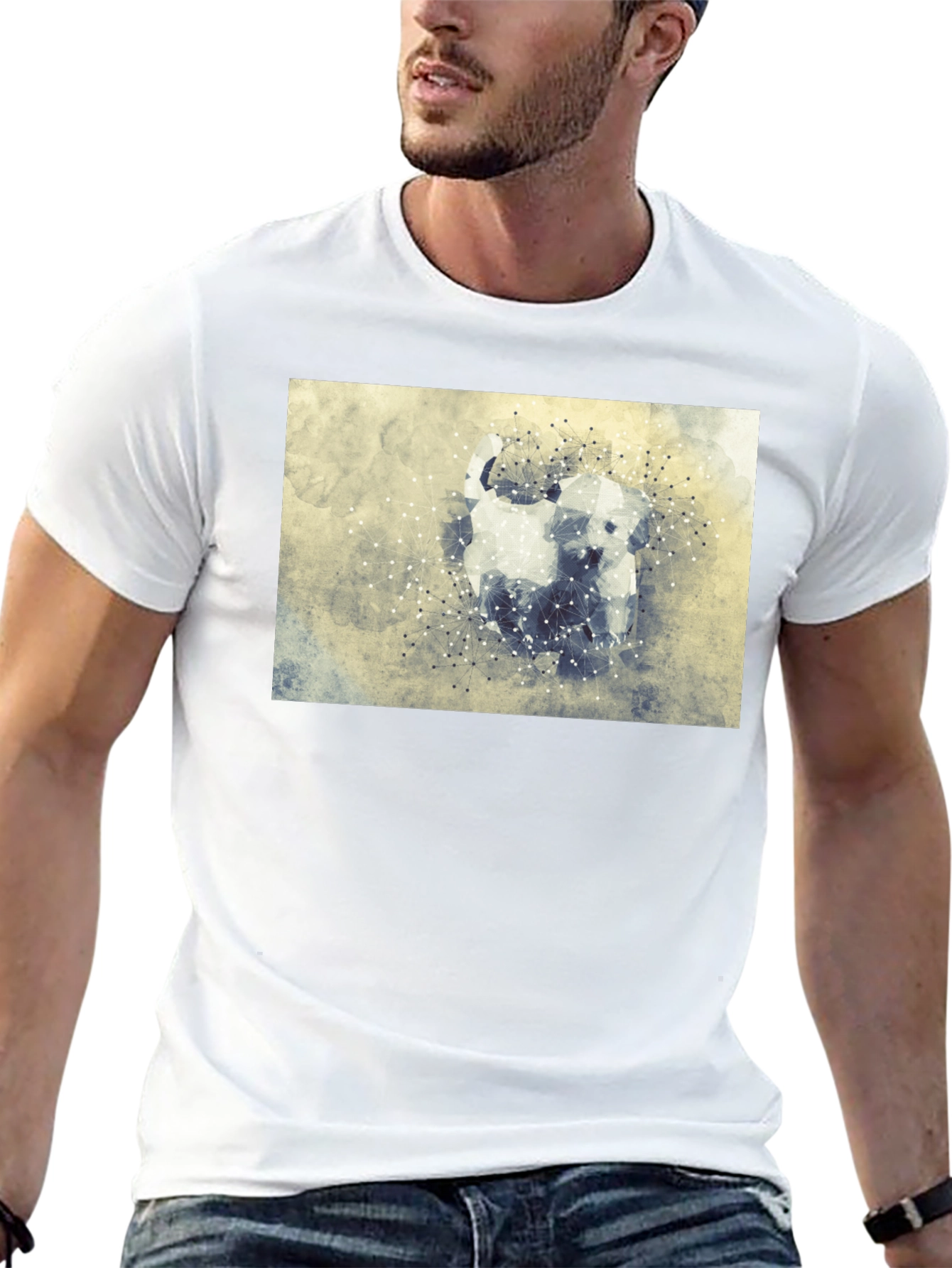 Abstract Dog Graphic Tee - Stylish Casual Wear