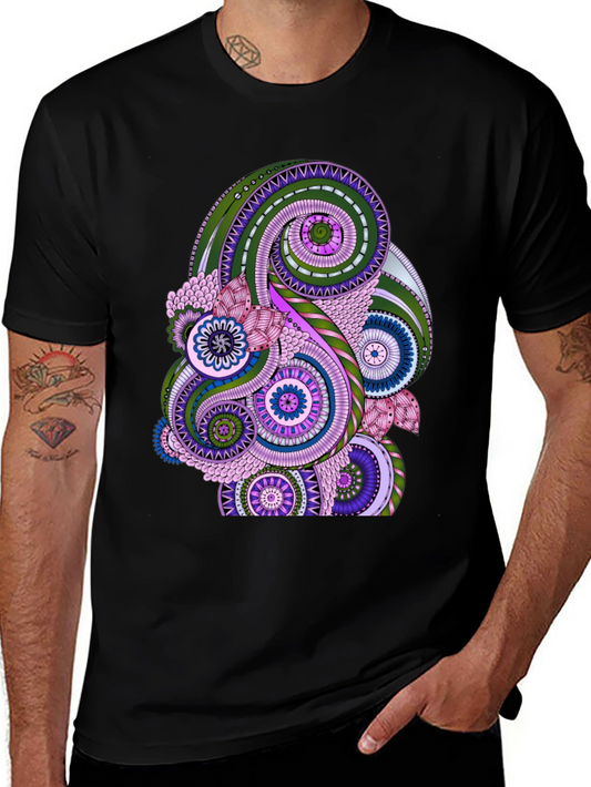 Paisley Pattern Black T-Shirt - Stylish Casual Wear