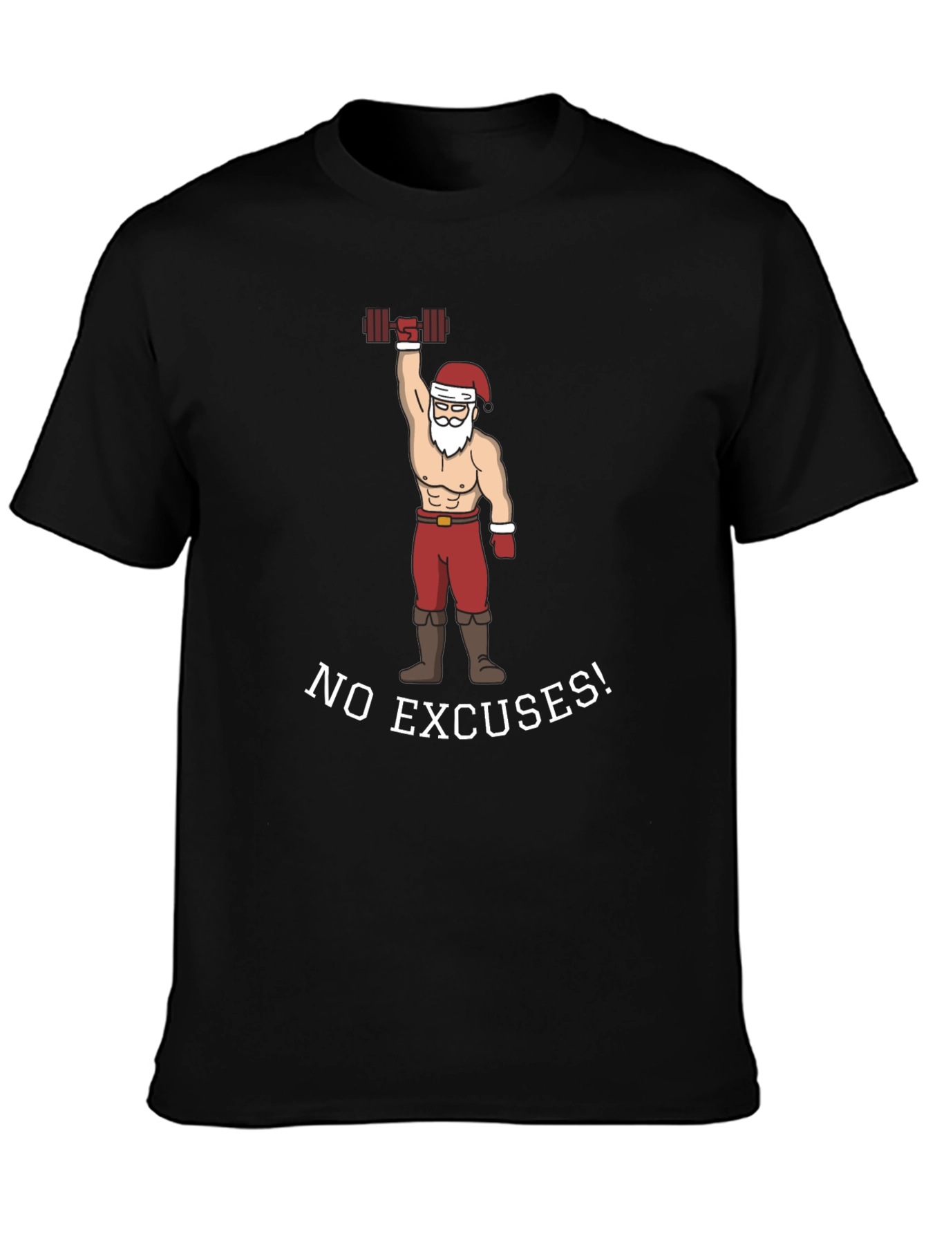 No Excuses Santa Weightlifting Graphic Tee