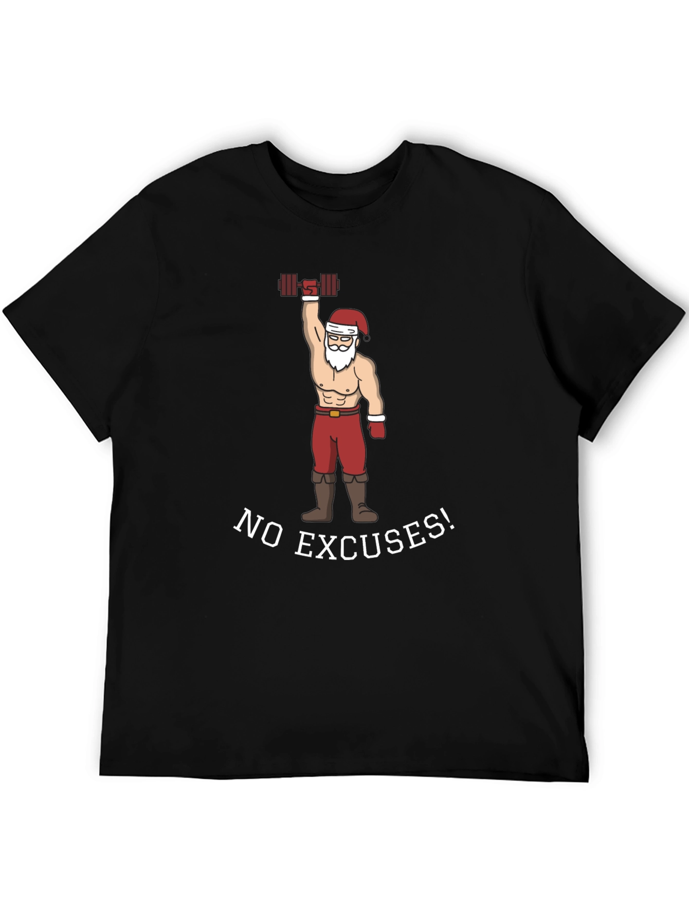 No Excuses Santa Weightlifting Graphic Tee