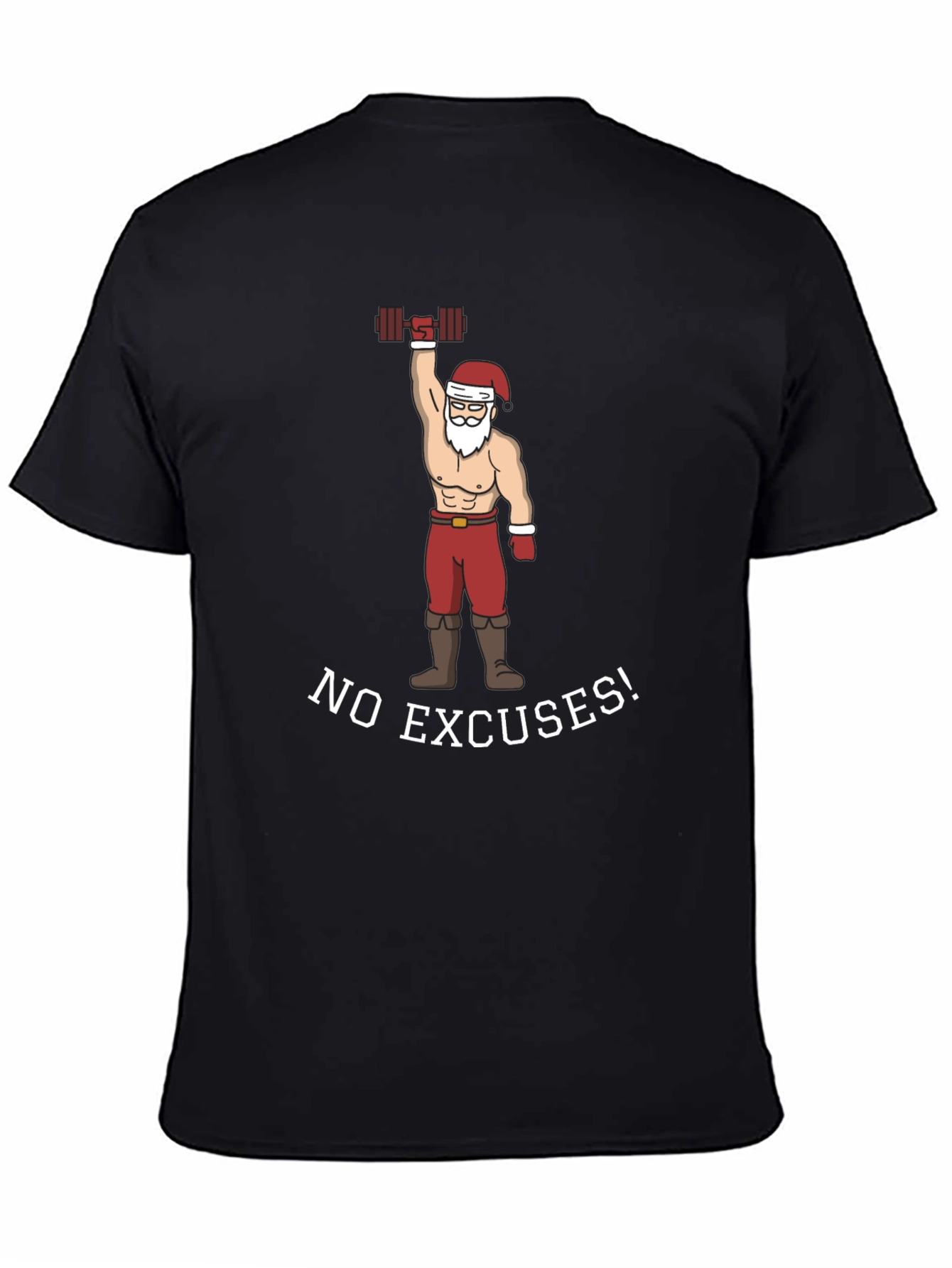 No Excuses Santa Weightlifting Graphic Tee