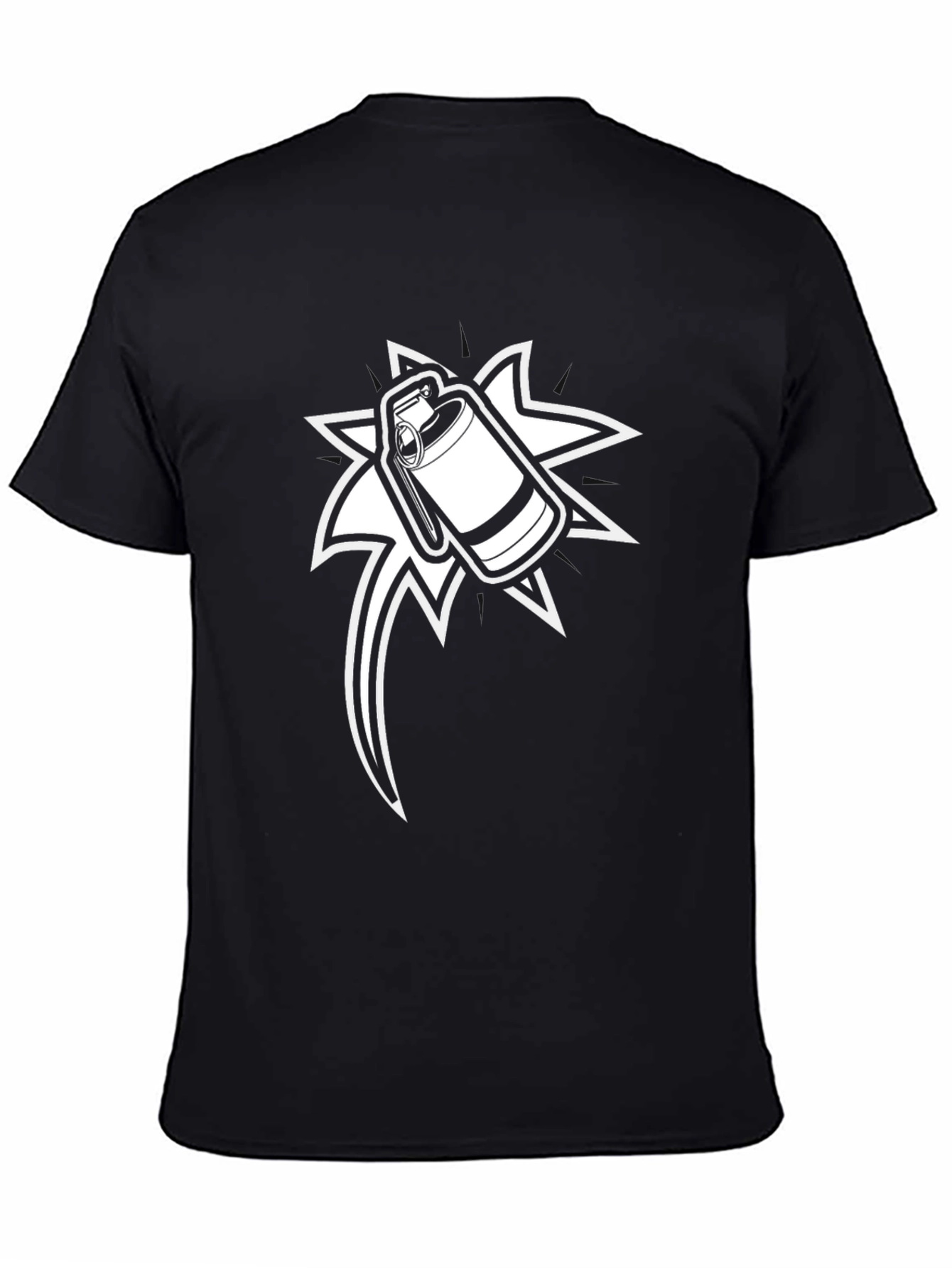 Graphic Black T-Shirt with Grenade Design