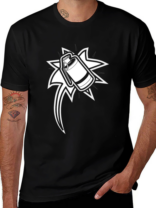 Graphic Black T-Shirt with Grenade Design