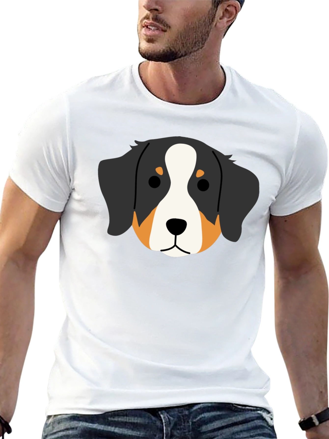 Bernese Mountain Dog Head Graphic Tee - Black
