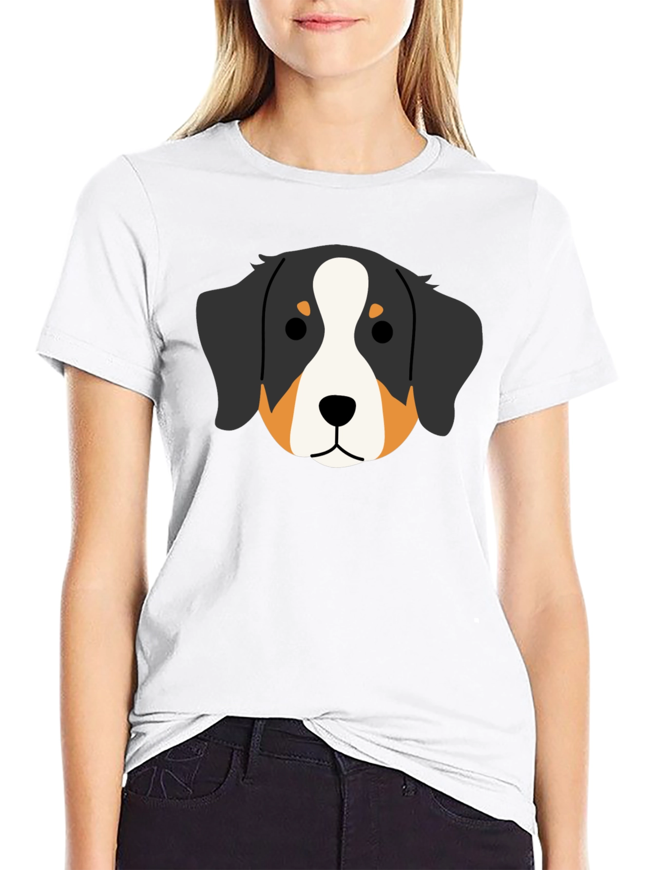 Bernese Mountain Dog Head Graphic Tee - Black