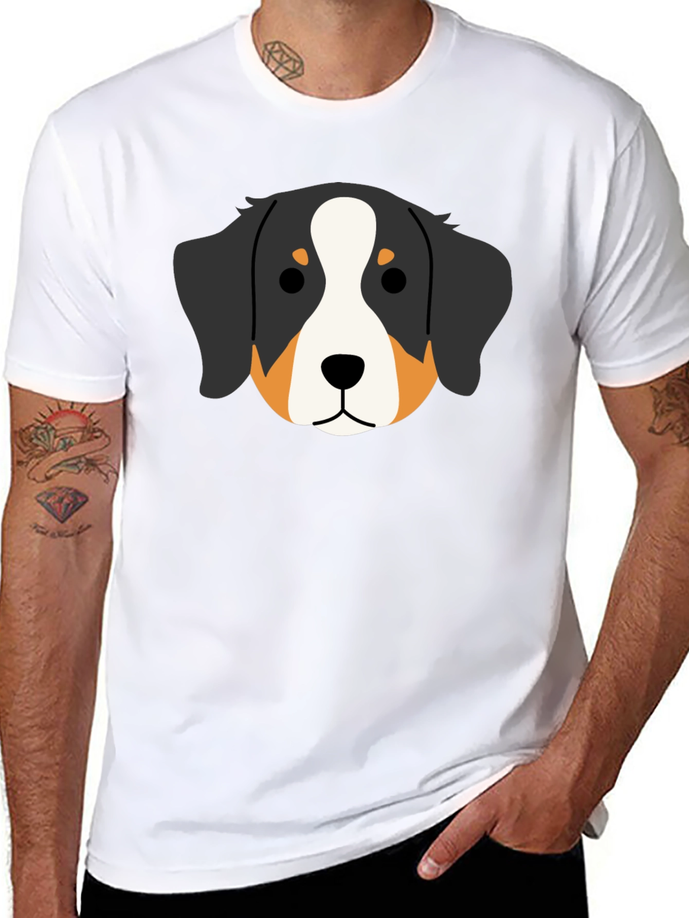 Bernese Mountain Dog Head Graphic Tee - Black