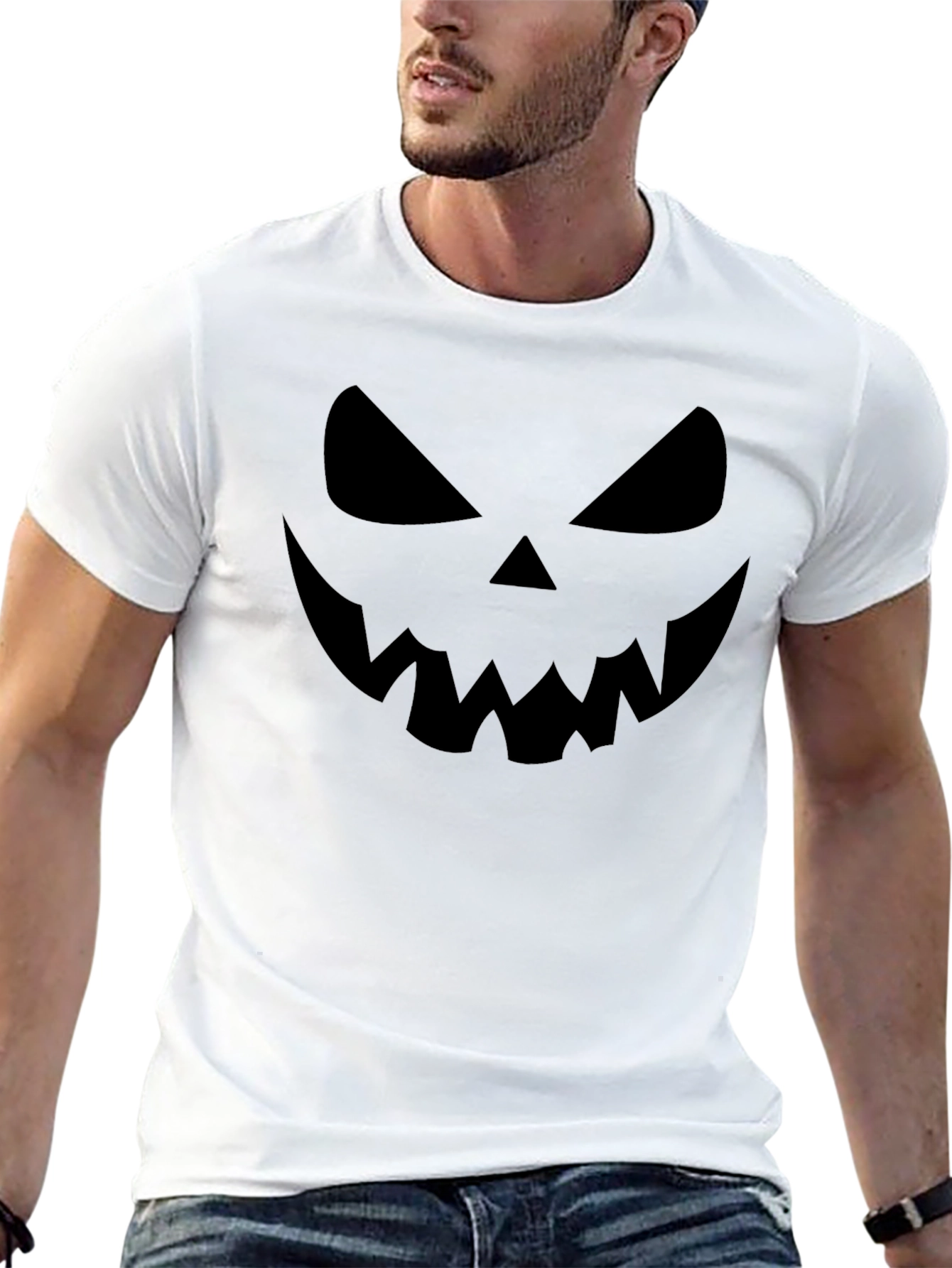 Spooky Black Halloween Pumpkin Face Graphic Tee