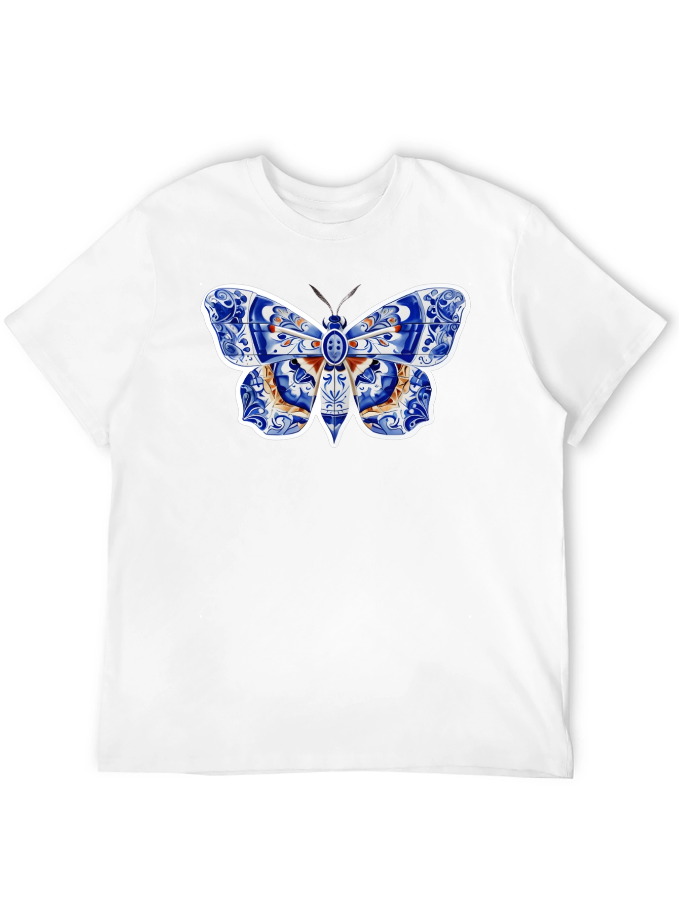 Butterfly Tile Pattern Tee - Stylish Graphic Print