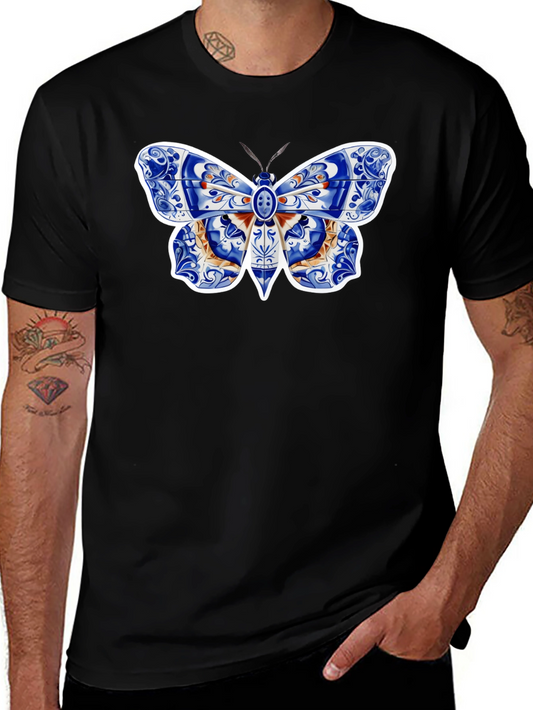 Butterfly Tile Pattern Tee - Stylish Graphic Print