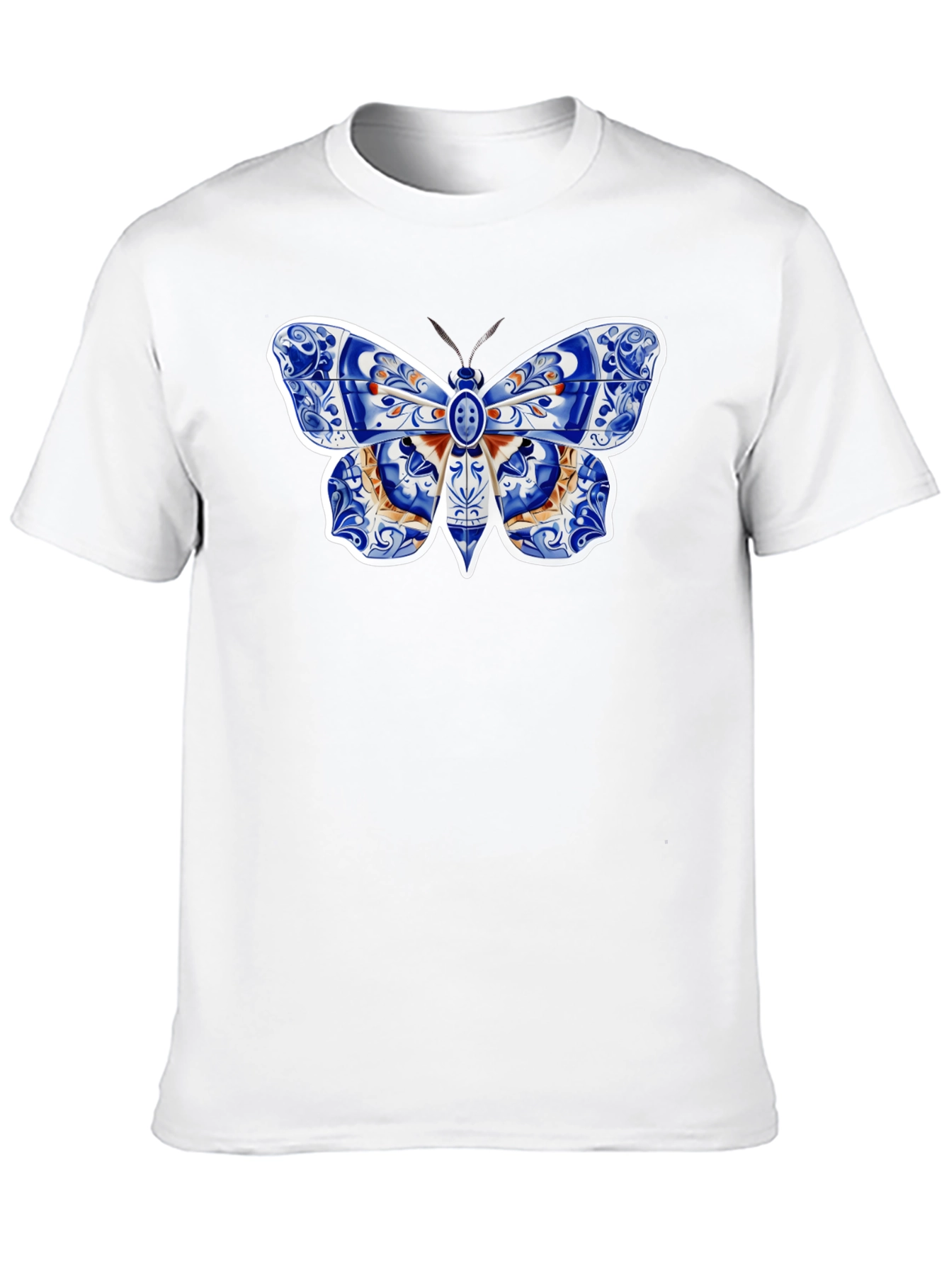 Butterfly Tile Pattern Tee - Stylish Graphic Print