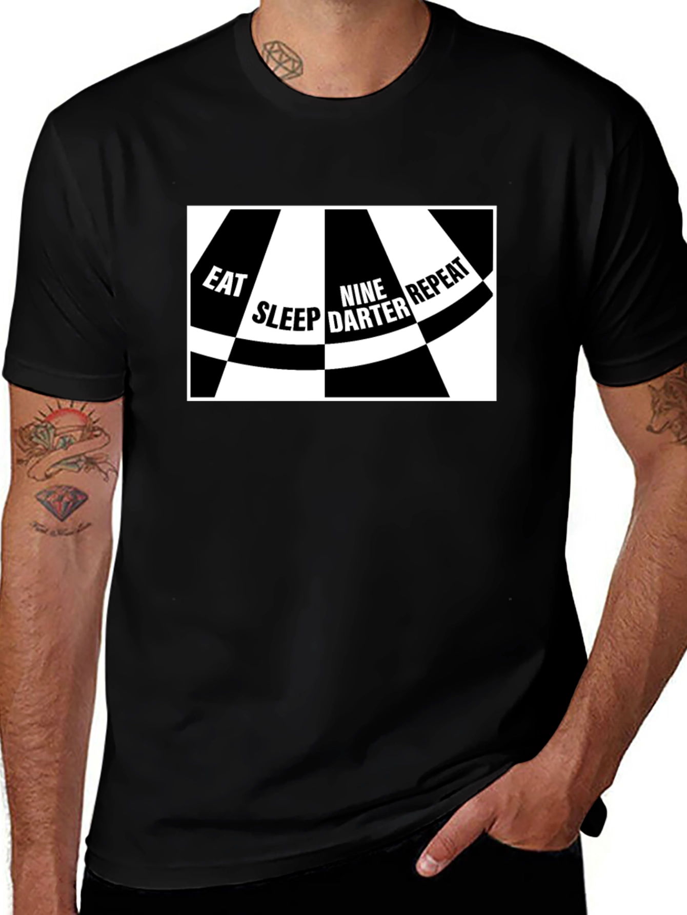 Eat Sleep Nine Darter Repeat Black T-Shirt