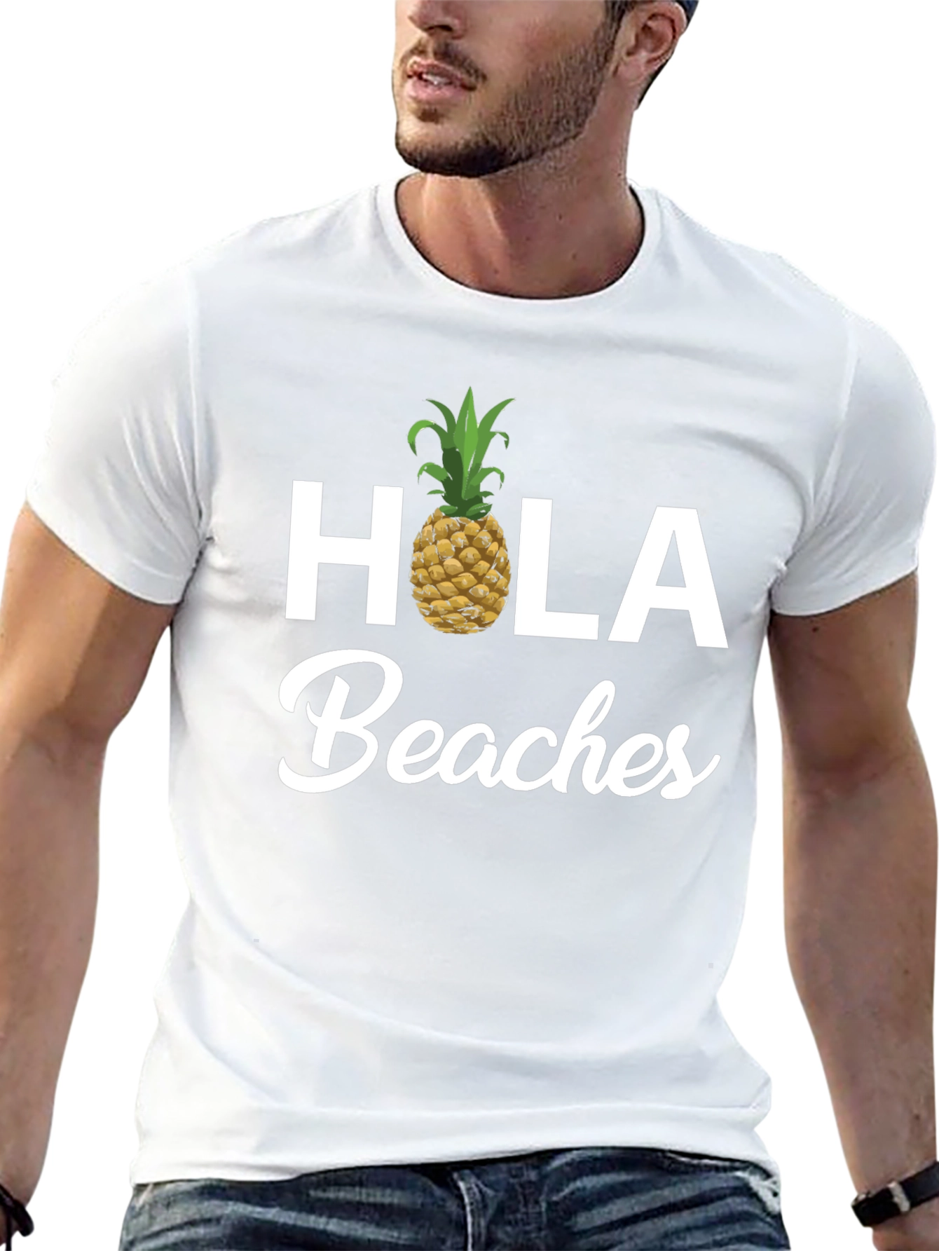 Hola Beaches Pineapple Graphic Tee - Summer Vacation Shirt