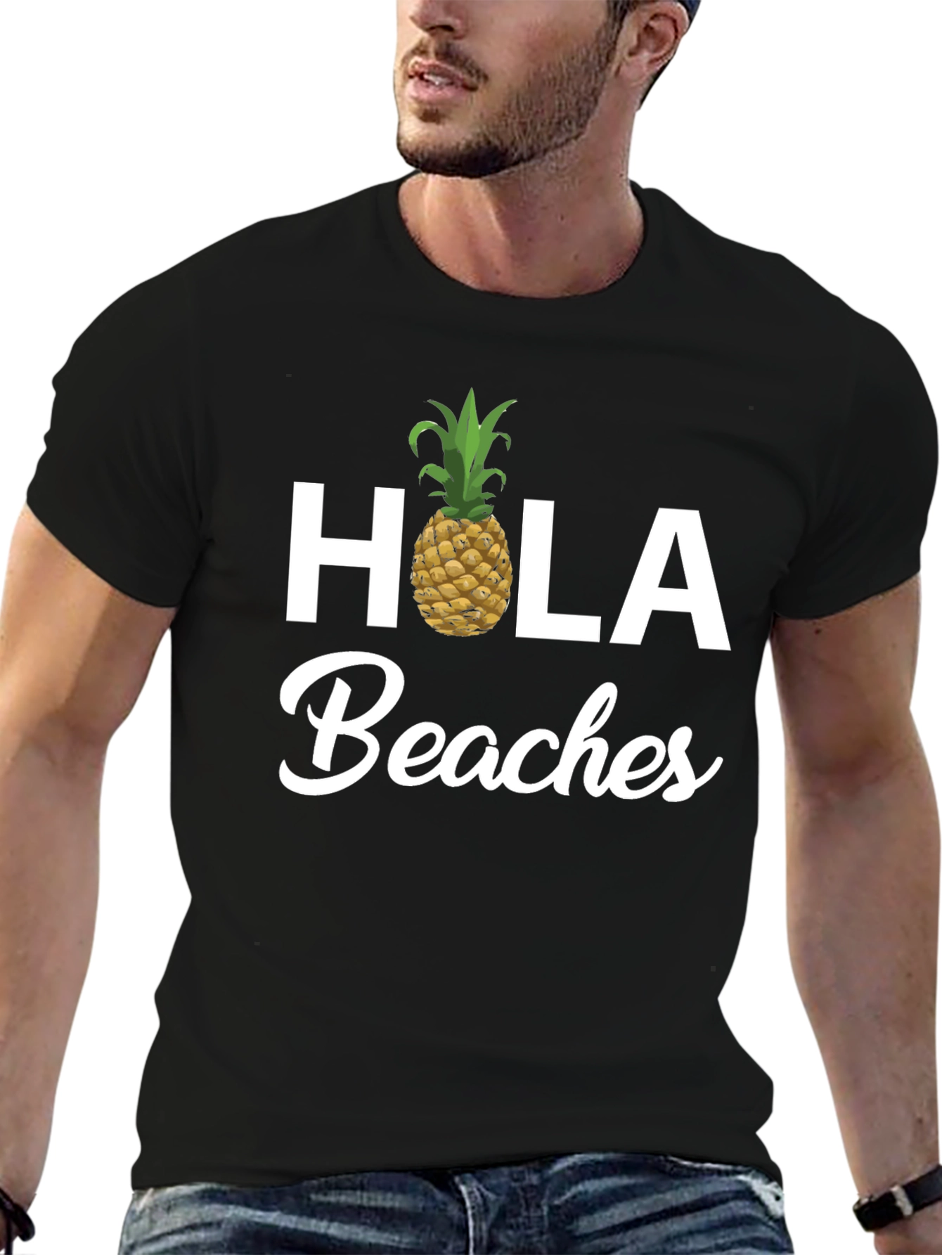 Hola Beaches Pineapple Graphic Tee - Summer Vacation Shirt