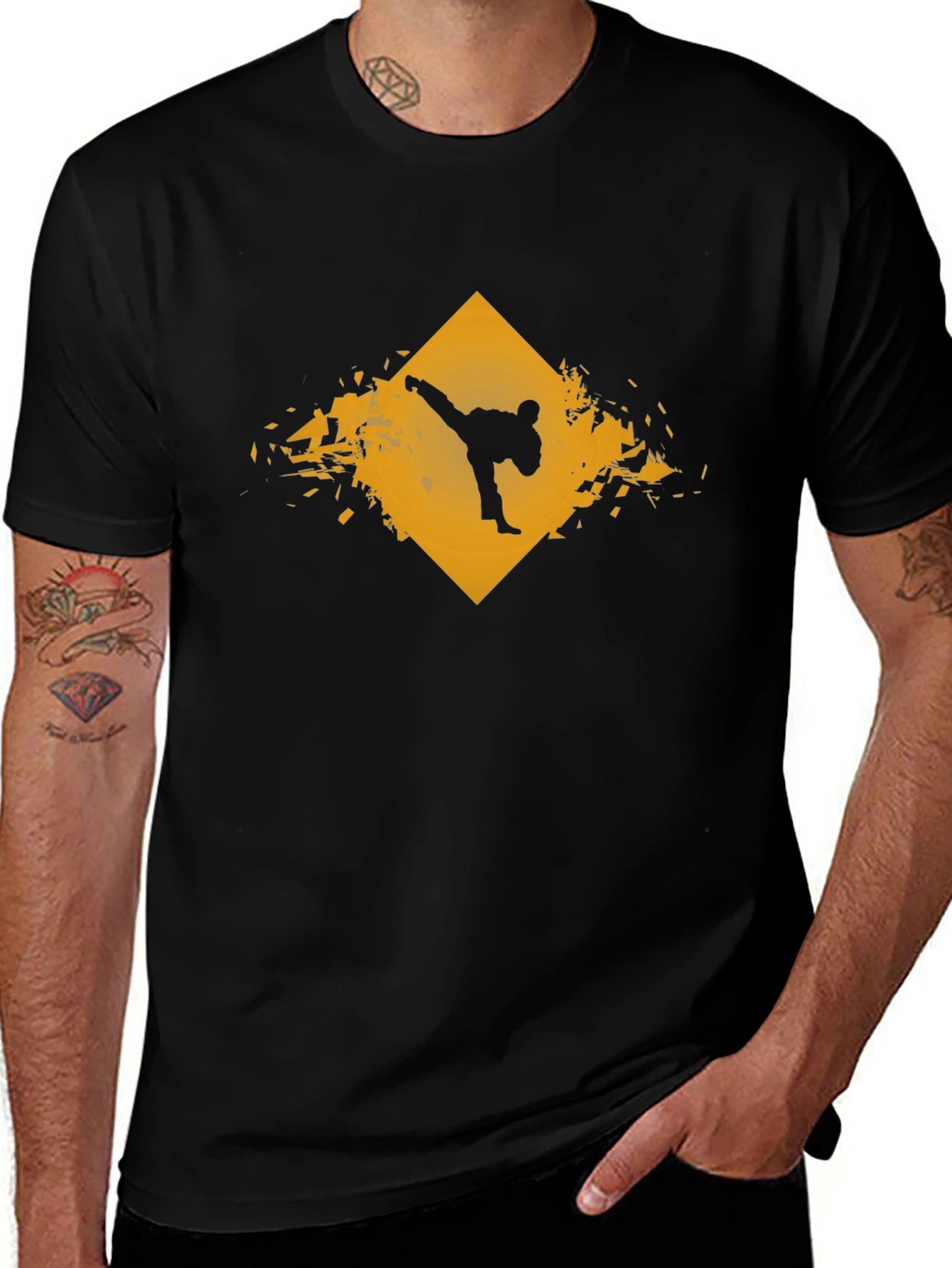 Martial Arts Graphic Tee - Black Karate Kick Shirt