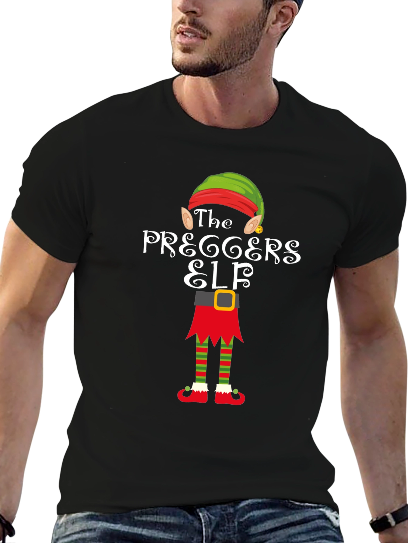 The Pregger Elf T-Shirt Funny Holiday Tee