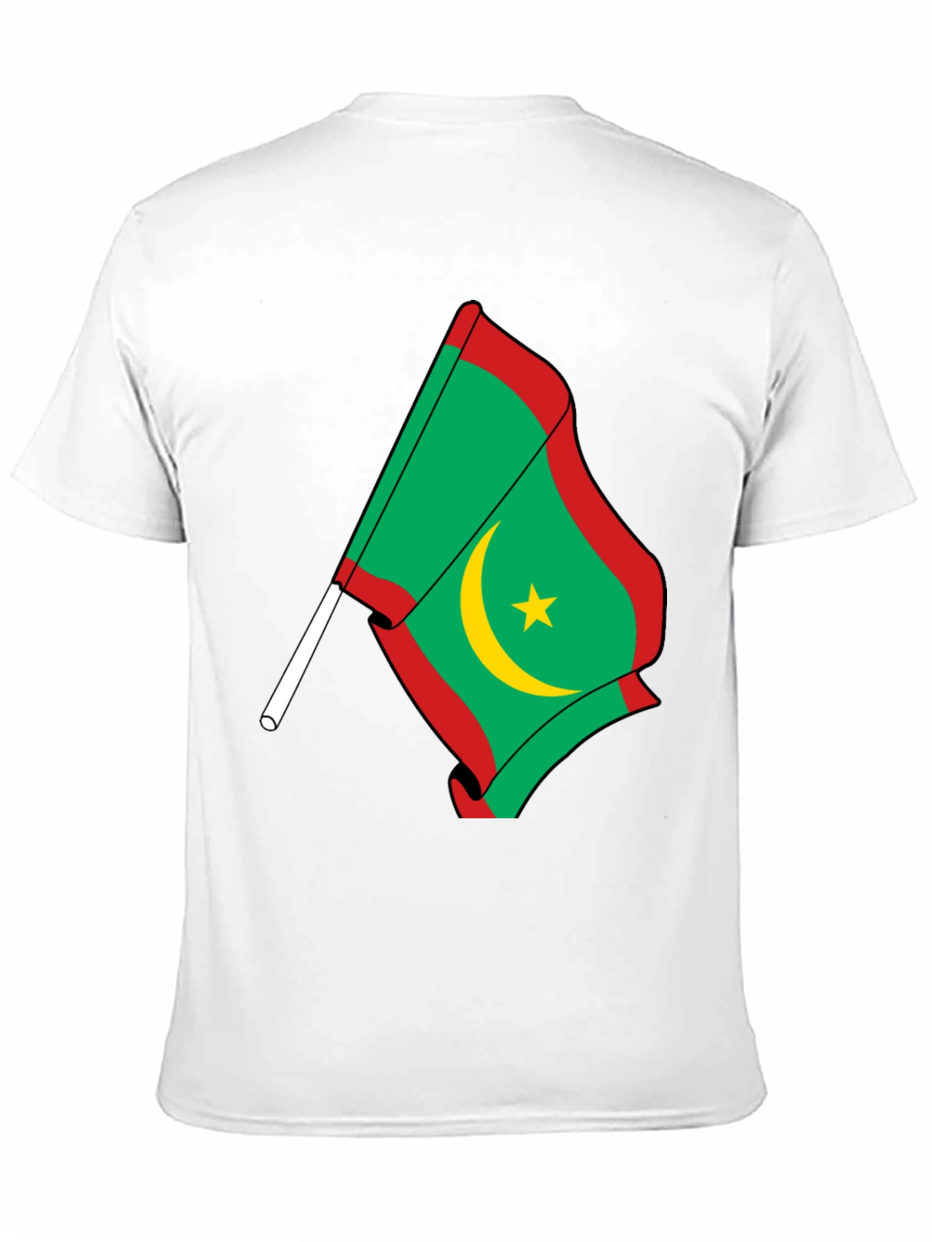 Mauritania Flag Graphic Tee - Black Cotton Shirt