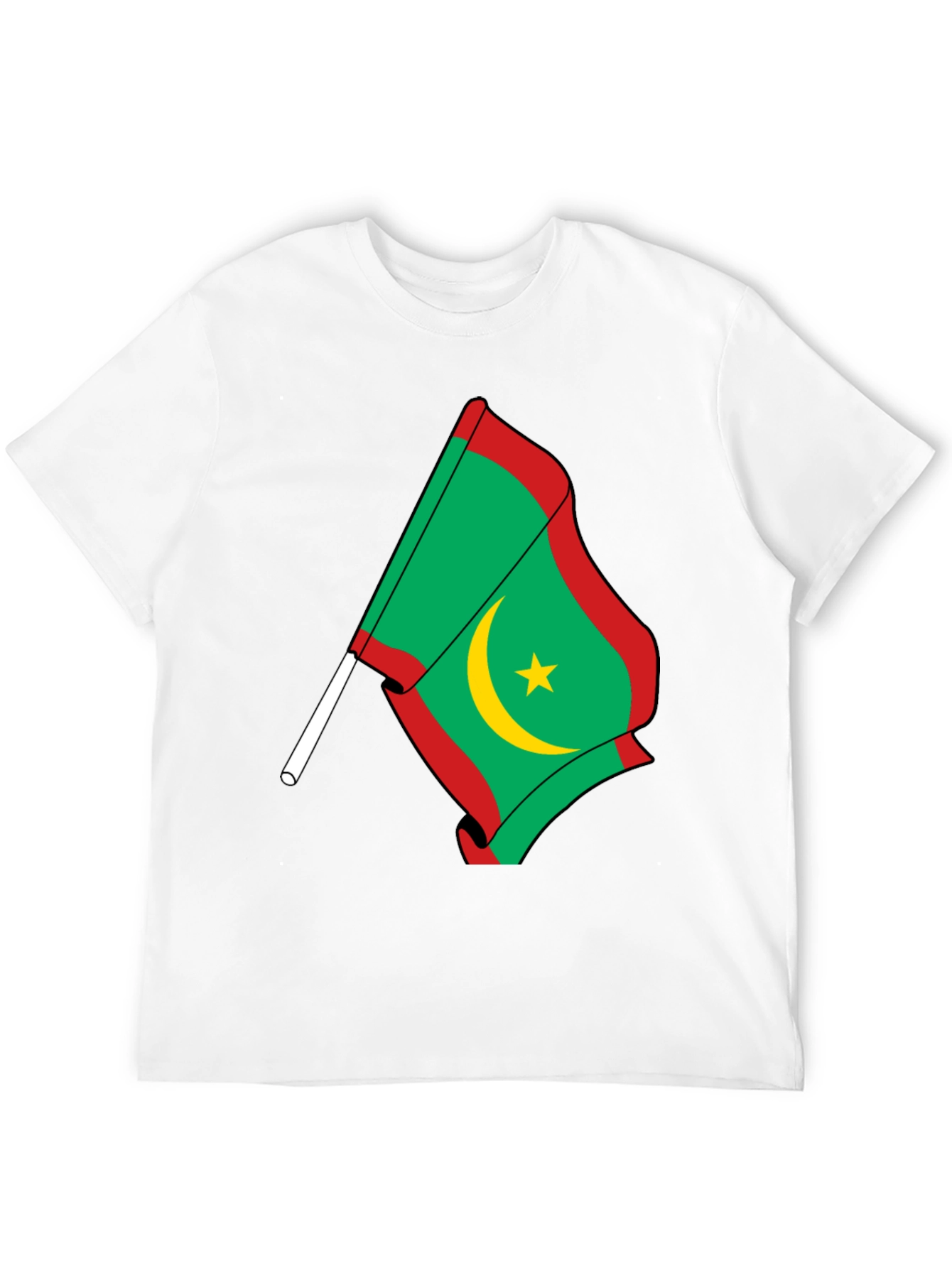 Mauritania Flag Graphic Tee - Black Cotton Shirt