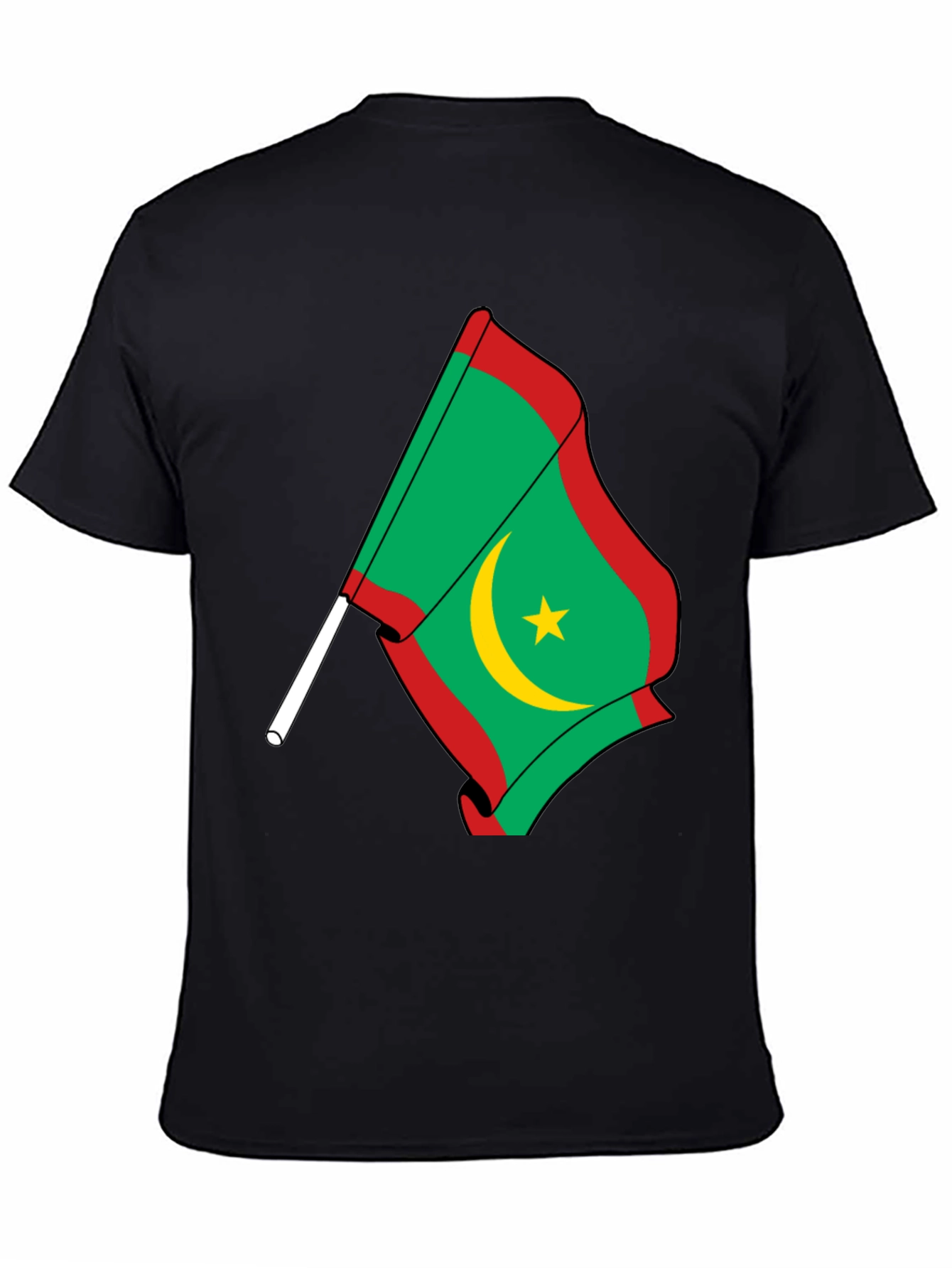 Mauritania Flag Graphic Tee - Black Cotton Shirt